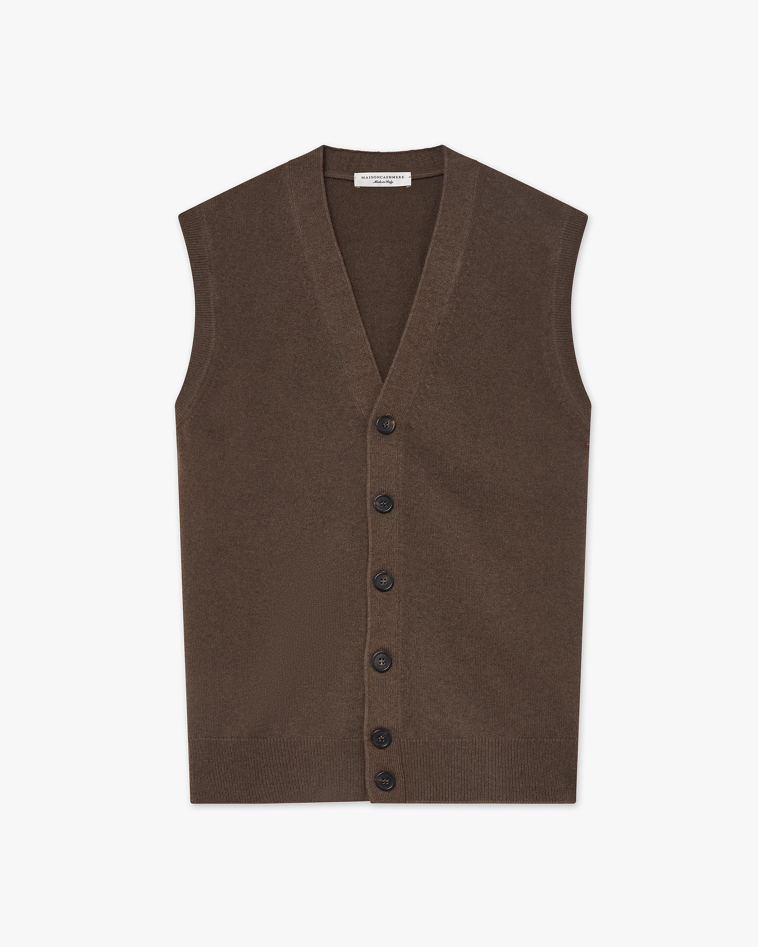 Men's Classic Cardigan Vest - Brown Cashmere
