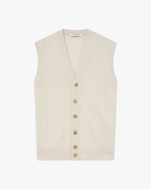 Men's Classic Cardigan Vest - Light Beige