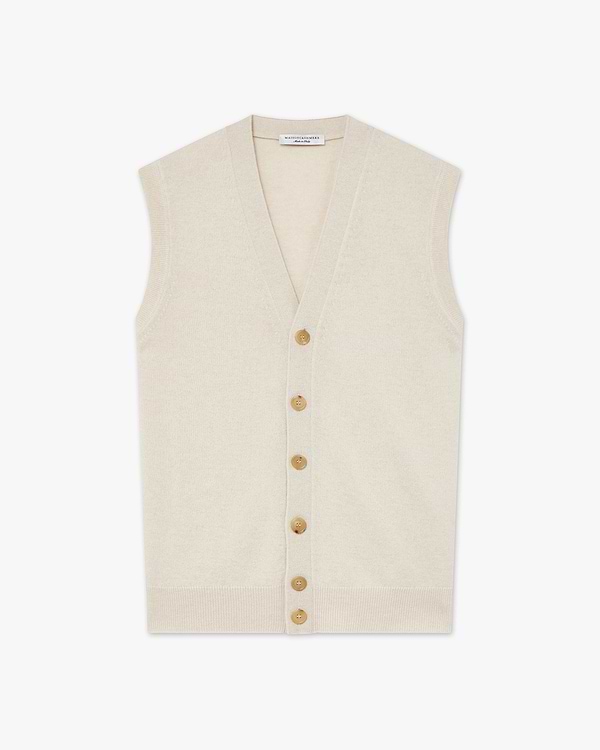 Men's Classic Cardigan Vest - Light Beige
