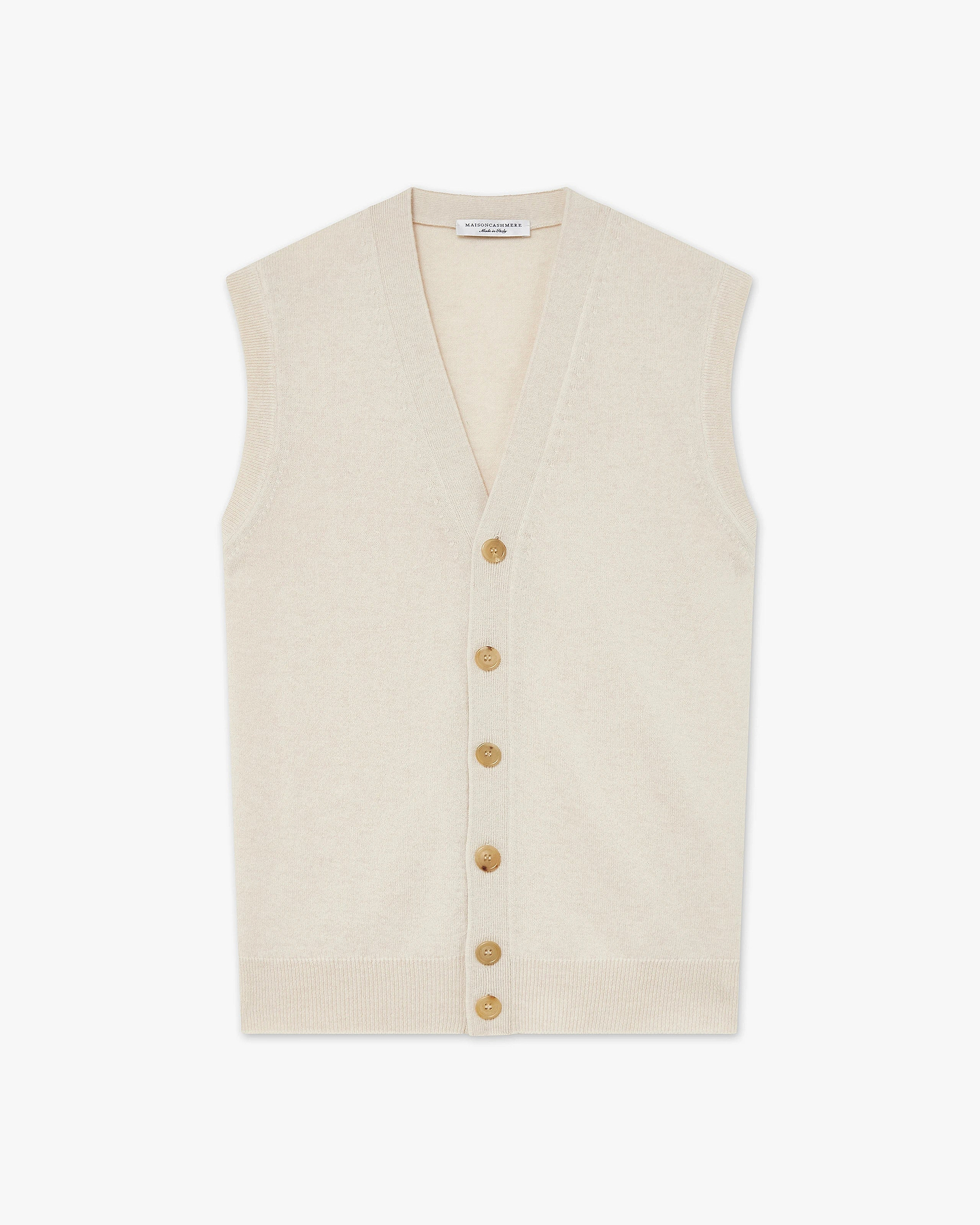 Men's Classic Cardigan Vest - Light Beige Cashmere