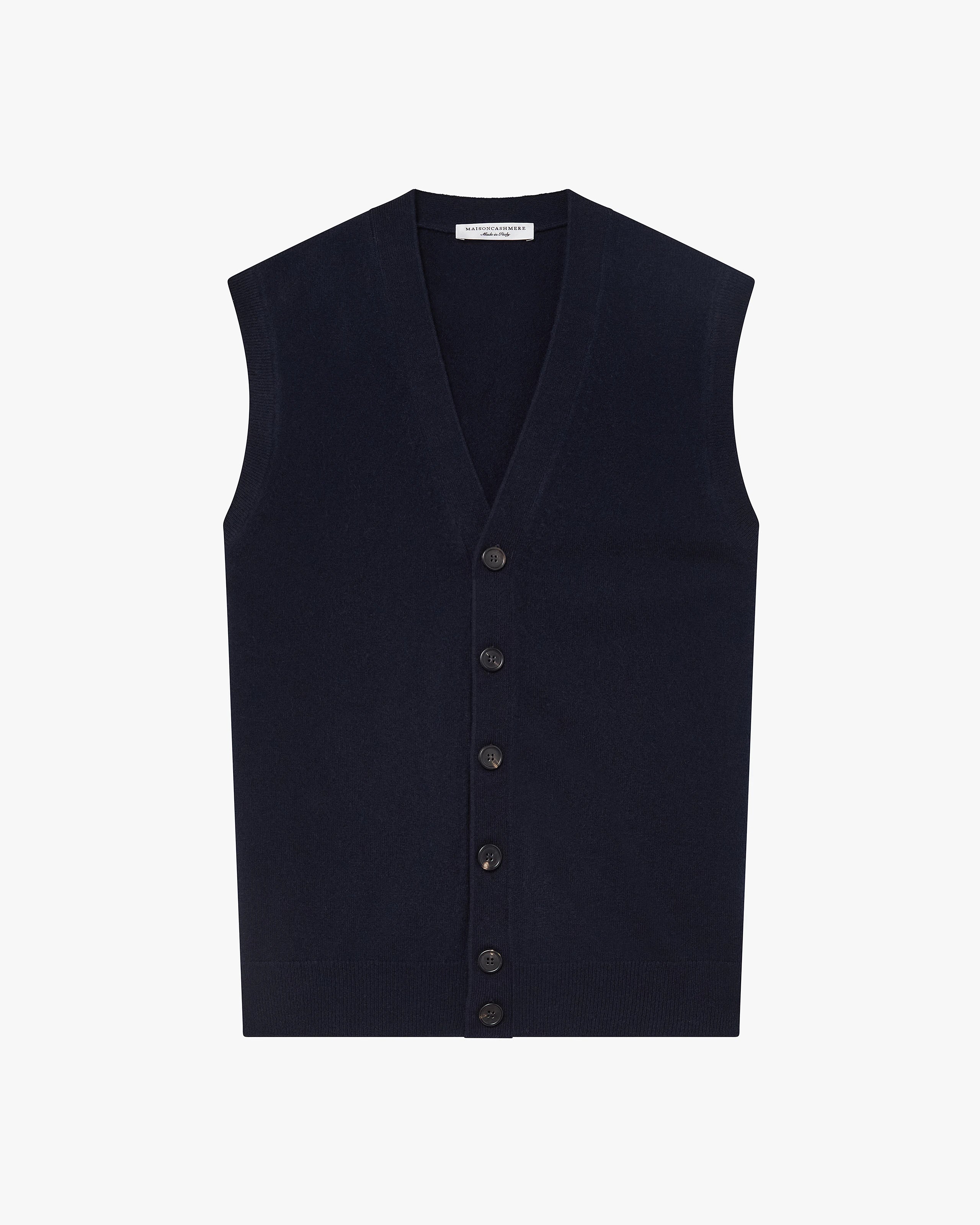 Men's Classic Cardigan Vest - Night Blue Cashmere