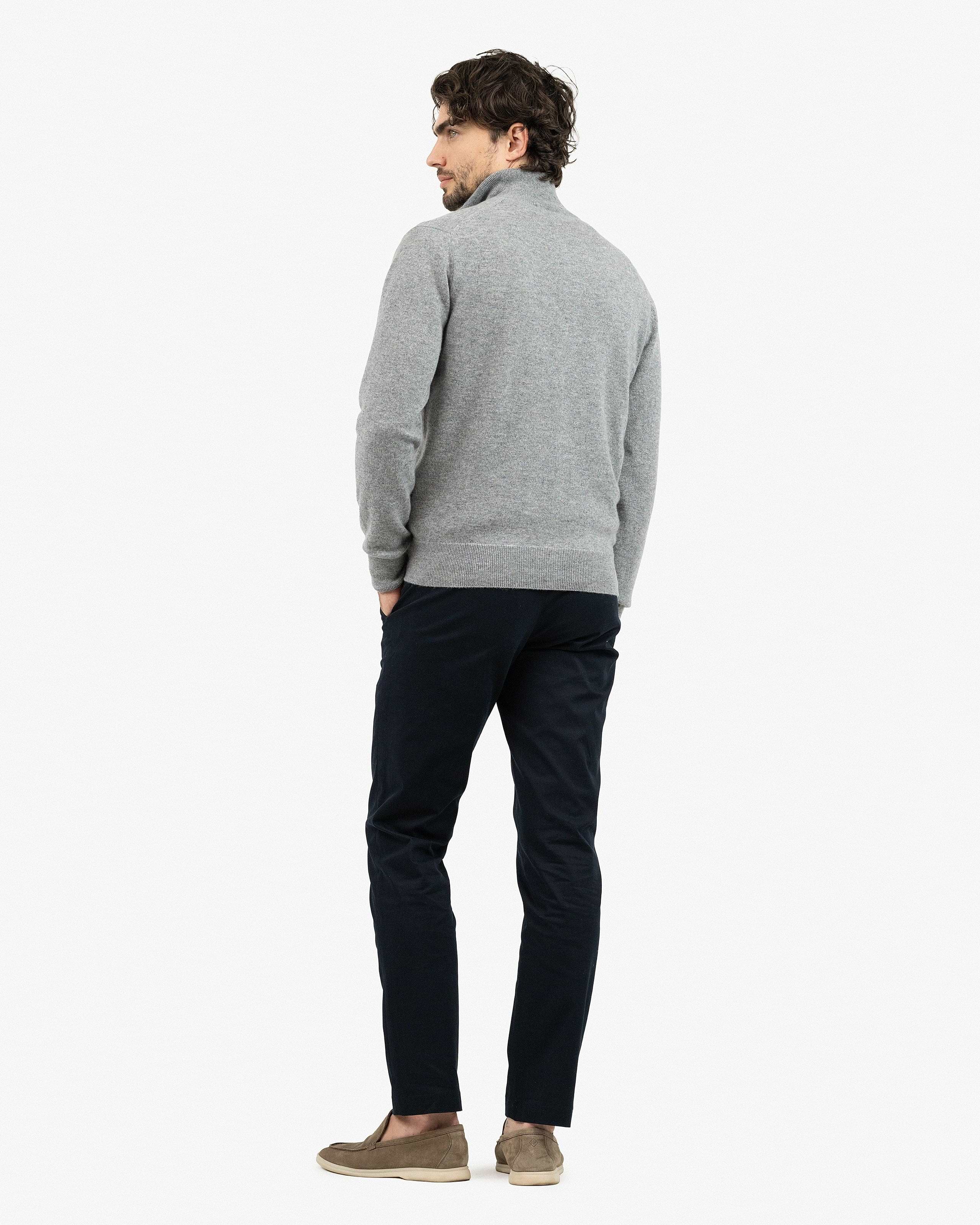 Men's Classic Zip Cashmere Cardigan - Medium Grey | MaisonCashmere Men's Classic Zip Cashmere Cardigan - Medium Grey | MaisonCashmere