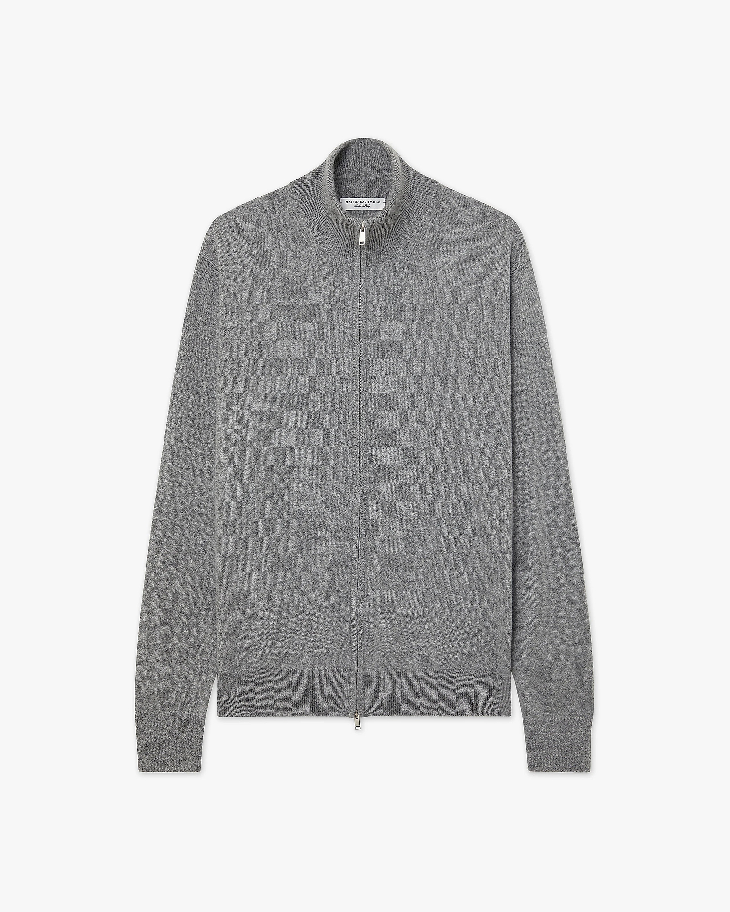 Mens' Classic Zip Cardigan - Medium Grey Cashmere