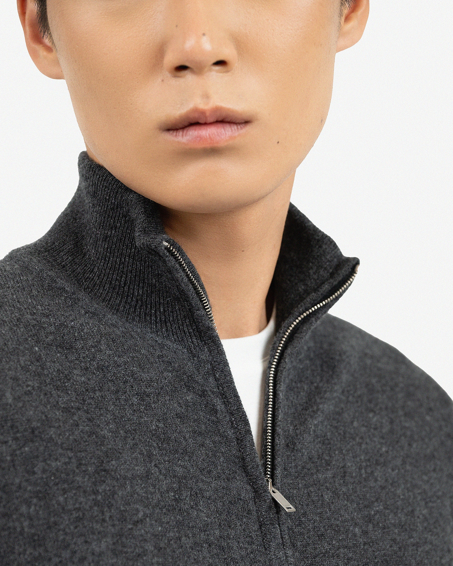 Mens' Classic Zip Cardigan - Charcoal Cashmere