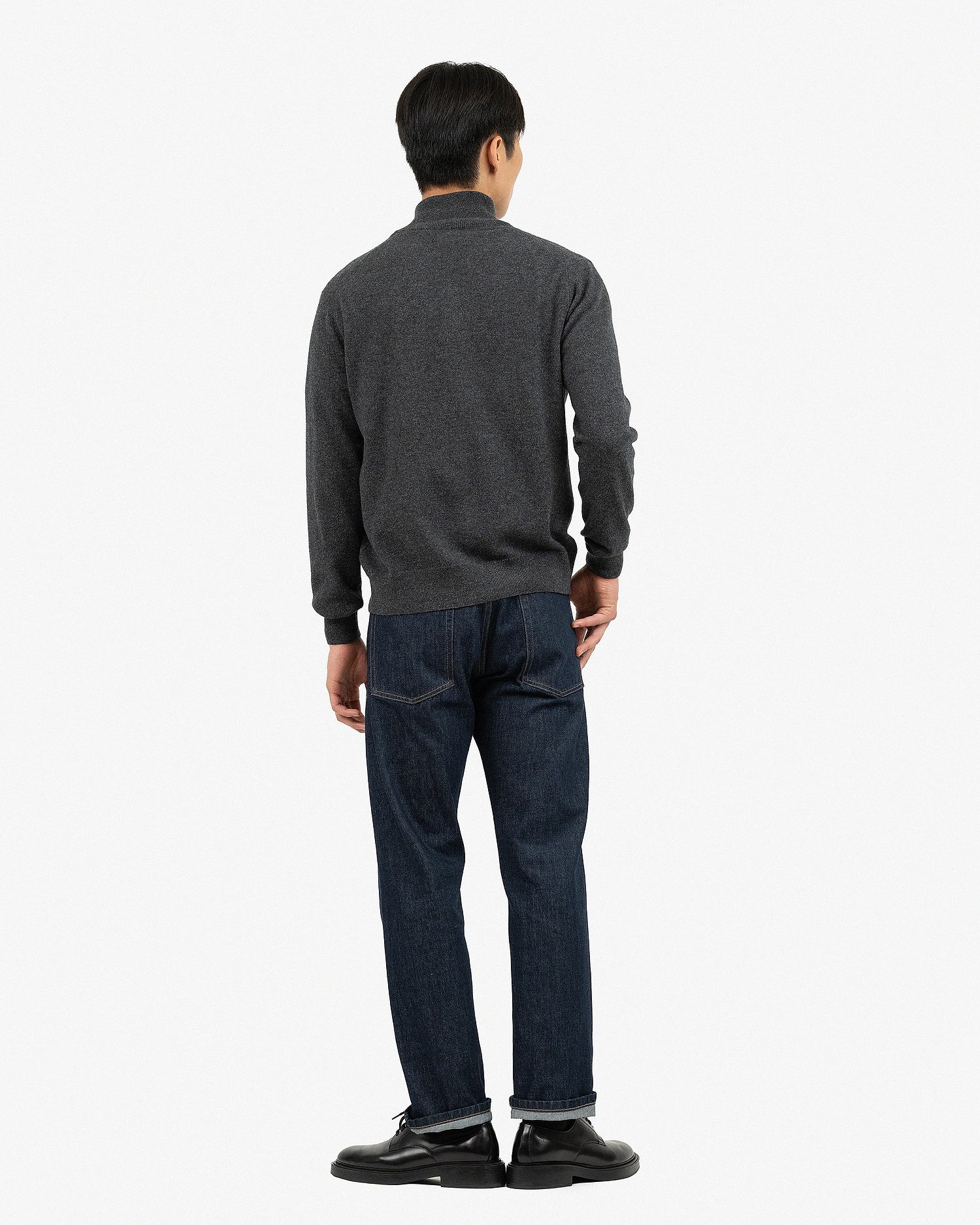 Mens' Classic Zip Cardigan - Charcoal Cashmere