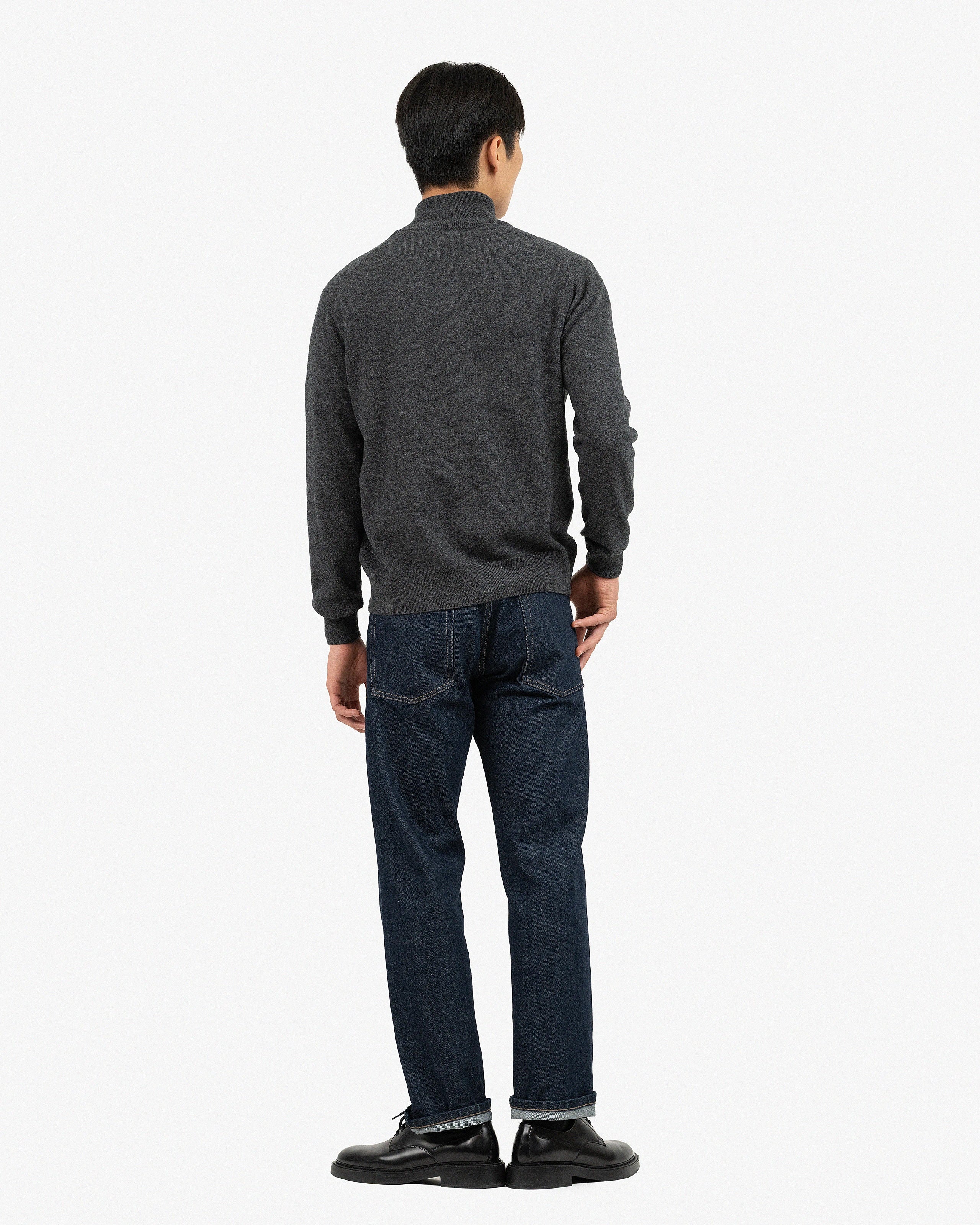 Mens' Classic Zip Cardigan - Charcoal Cashmere