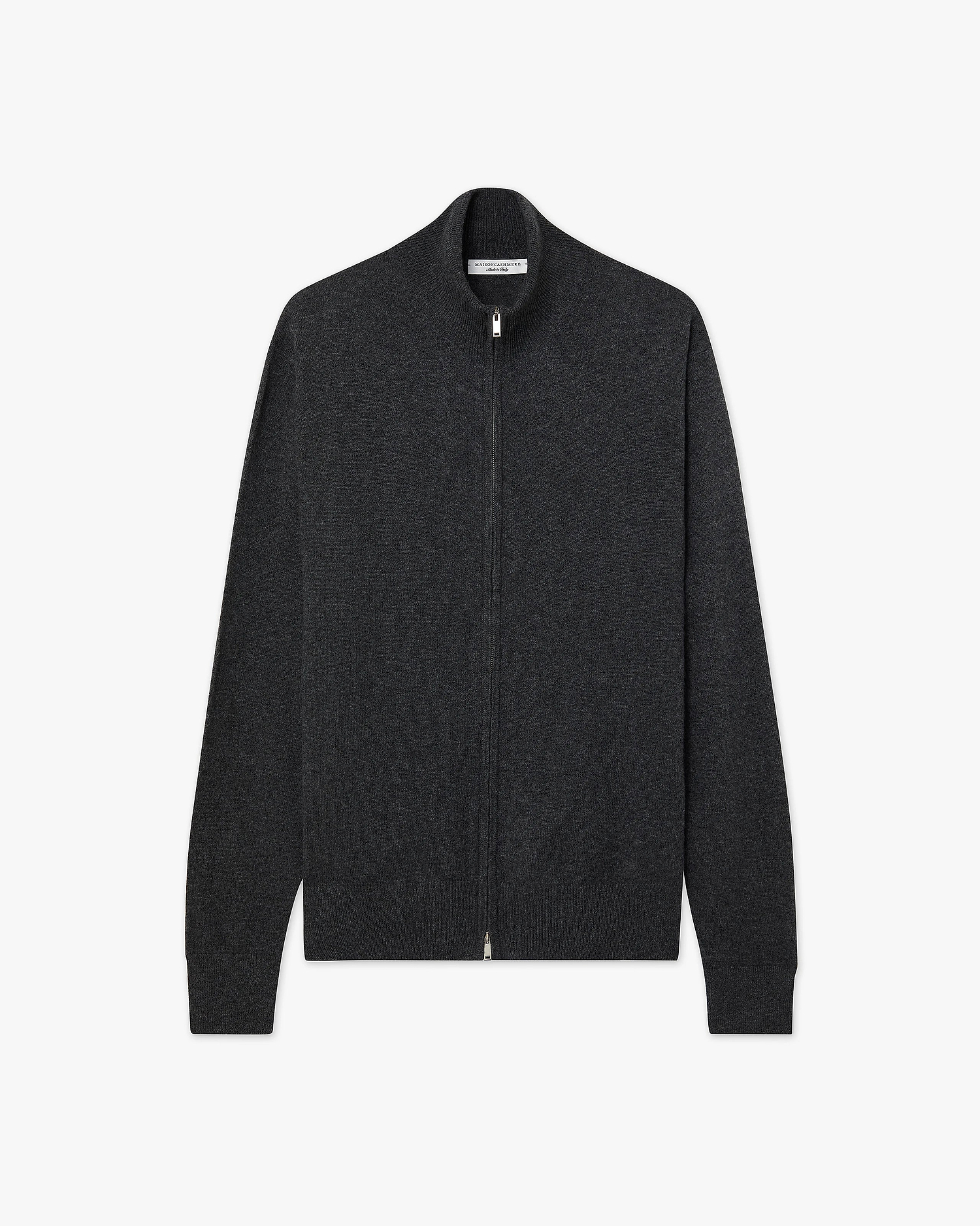 Mens' Classic Zip Cardigan - Charcoal Cashmere