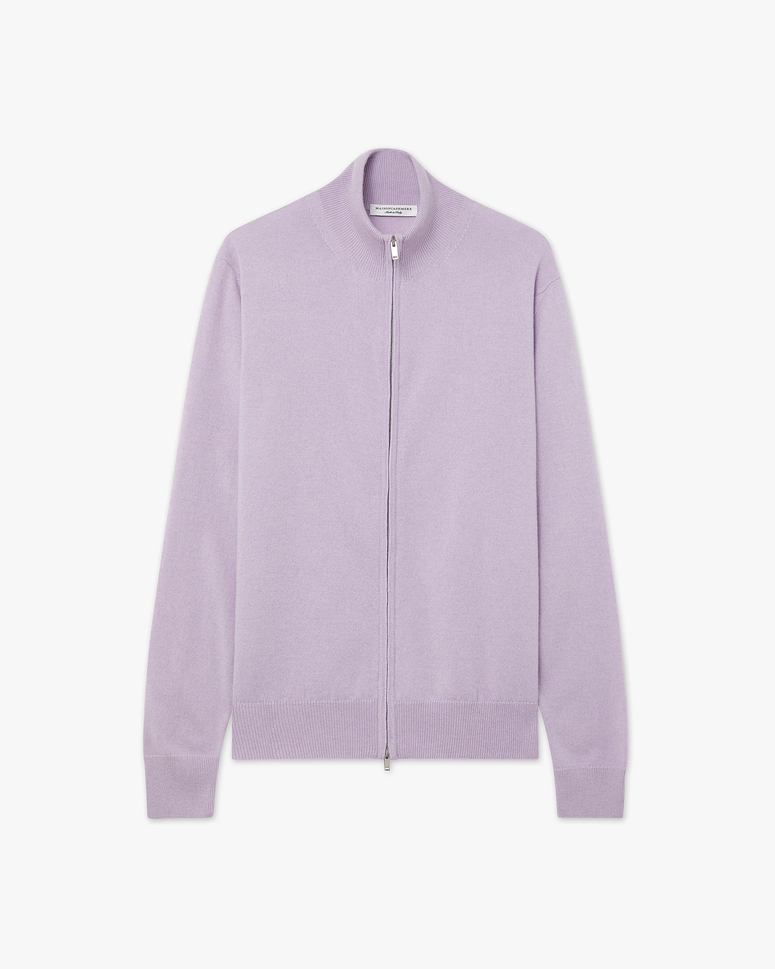Mens' Classic Zip Cardigan - Lilac Cashmere