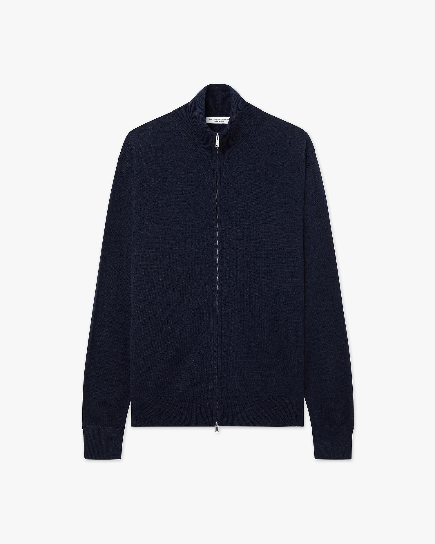 Mens' Classic Zip Cardigan - Night Blue Cashmere
