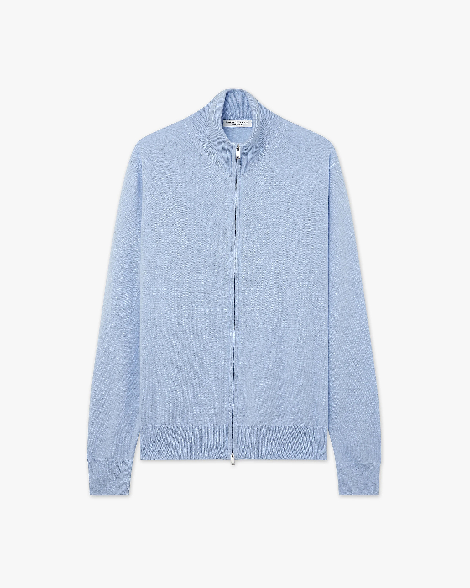 Mens' Classic Zip Cardigan - Light Blue Cashmere