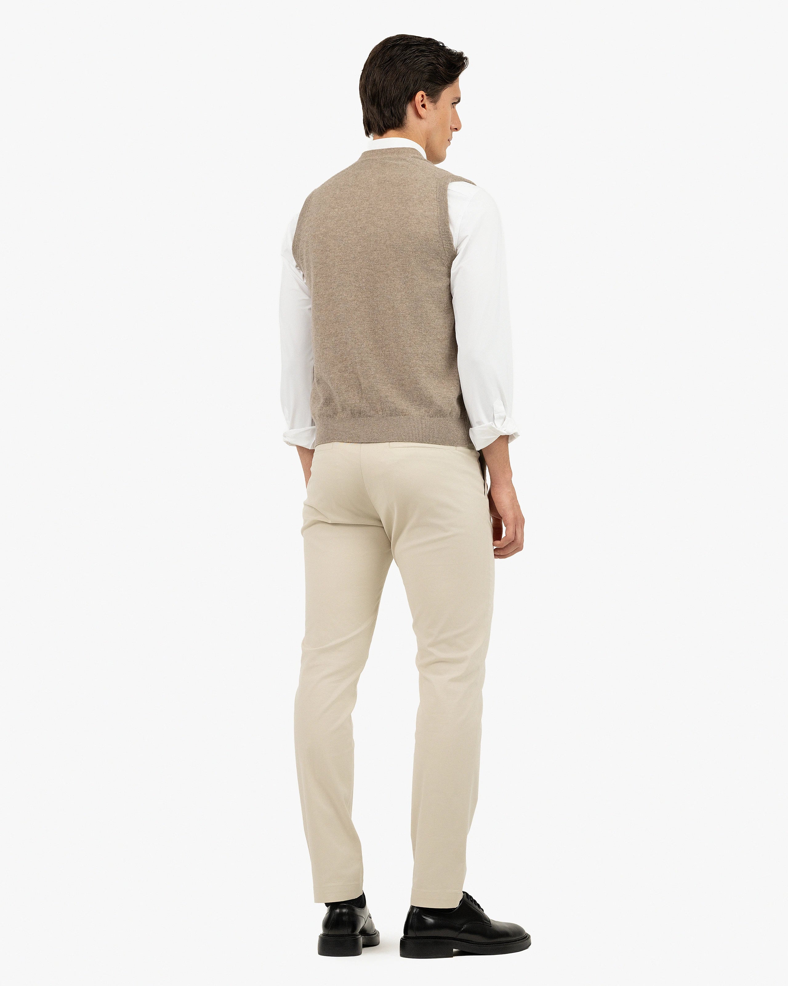 Men's Sevile Cardigan Vest - Taupe Cashmere