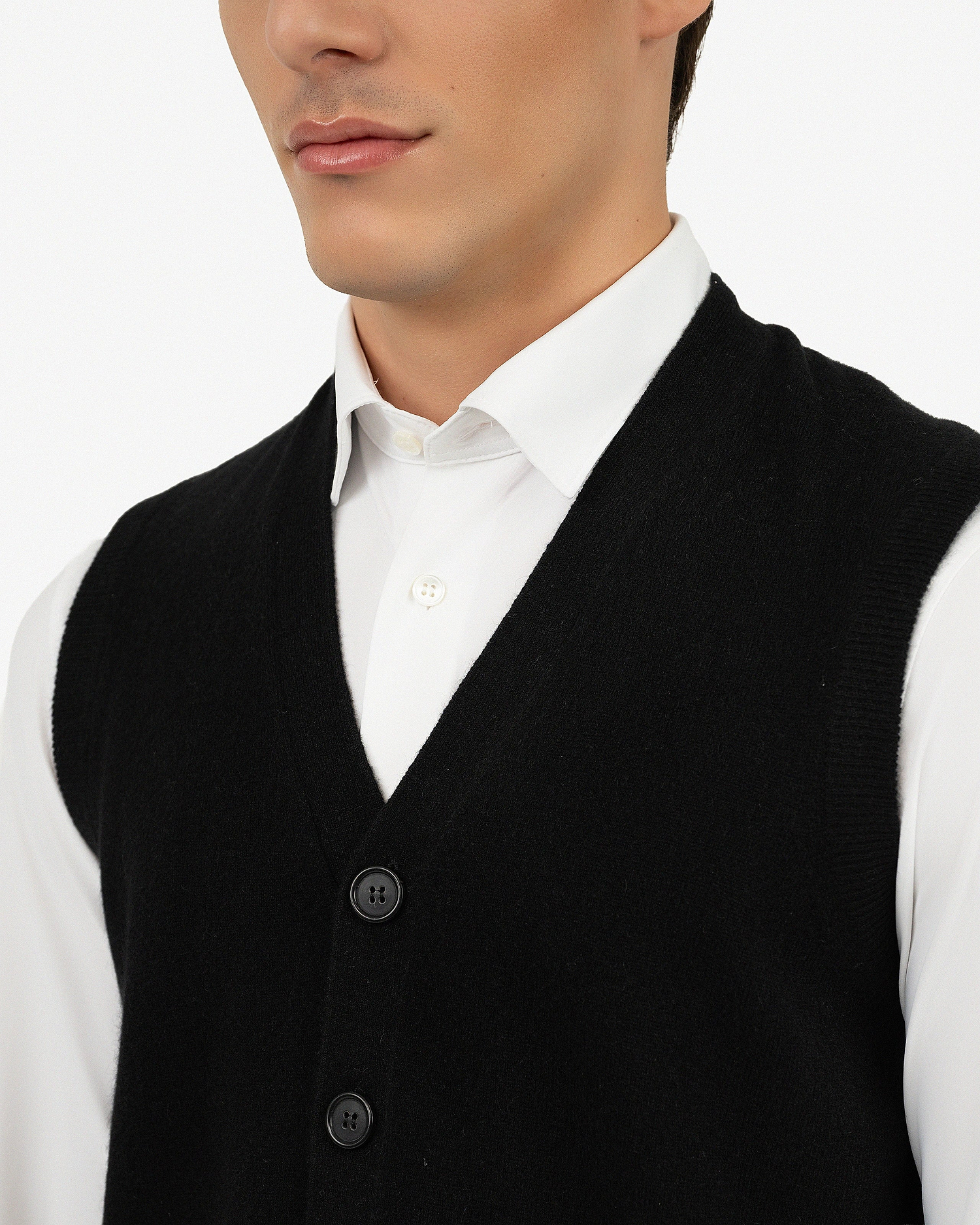 Men's Sevile Cardigan Vest - Black Cashmere