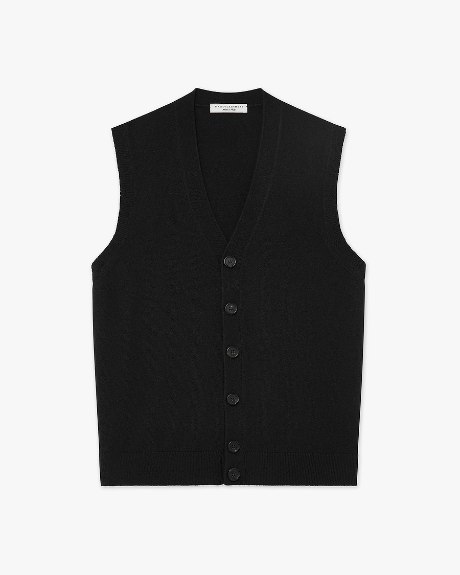 Men's Sevile Cardigan Vest - Black Cashmere