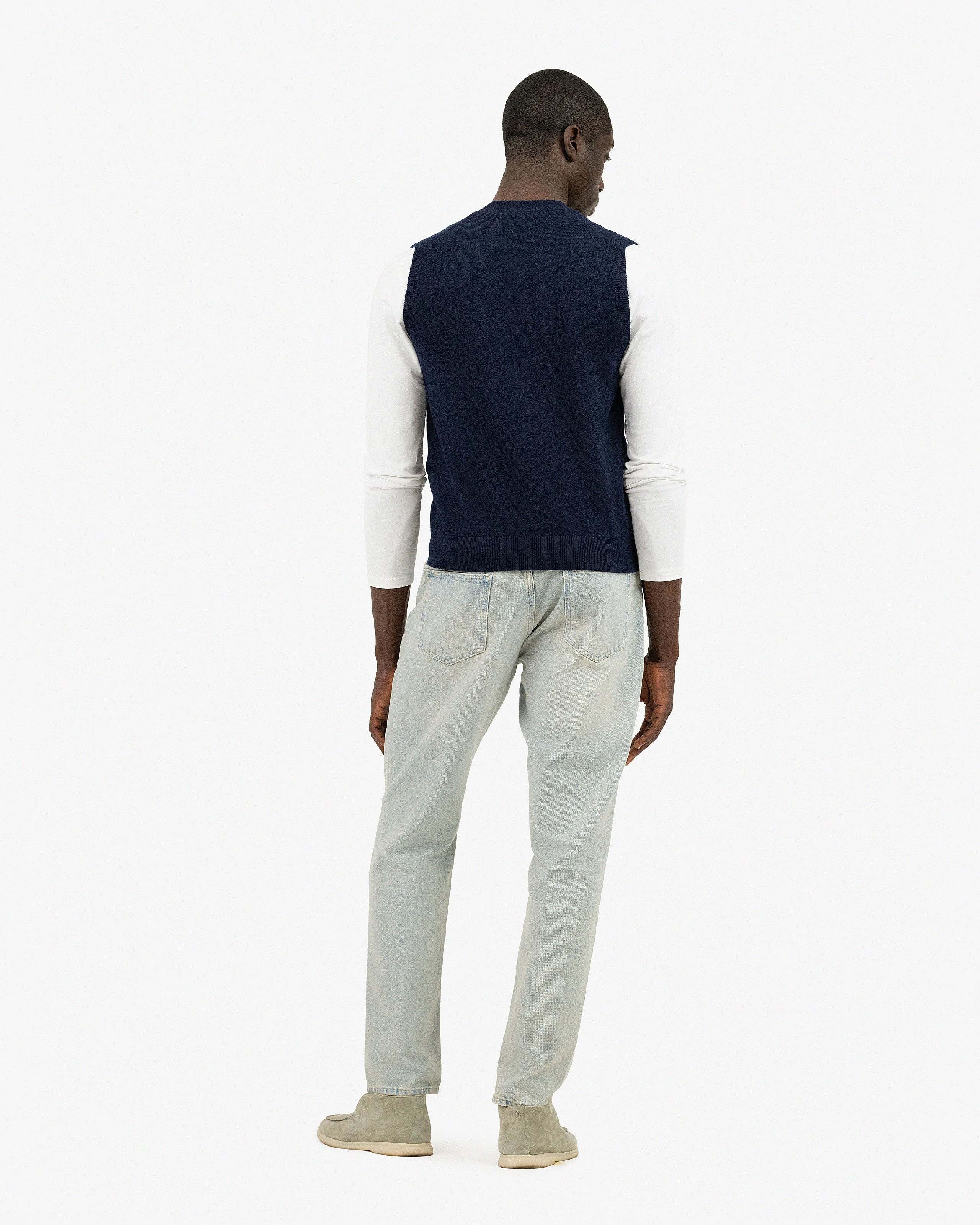 Men's Sevile Cardigan Vest - Blue Cashmere