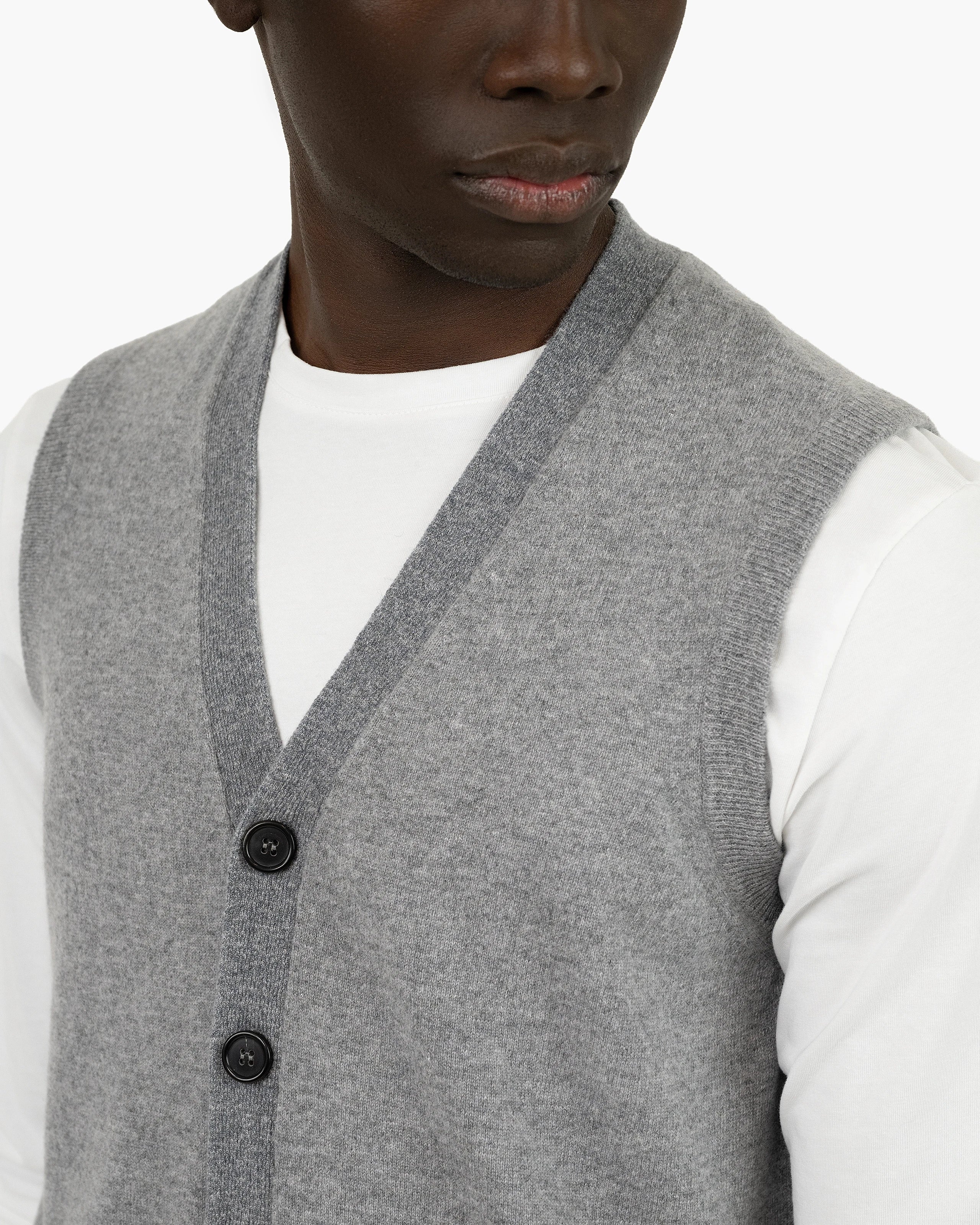 Men's Sevile Cardigan Vest - Grey Cashmere