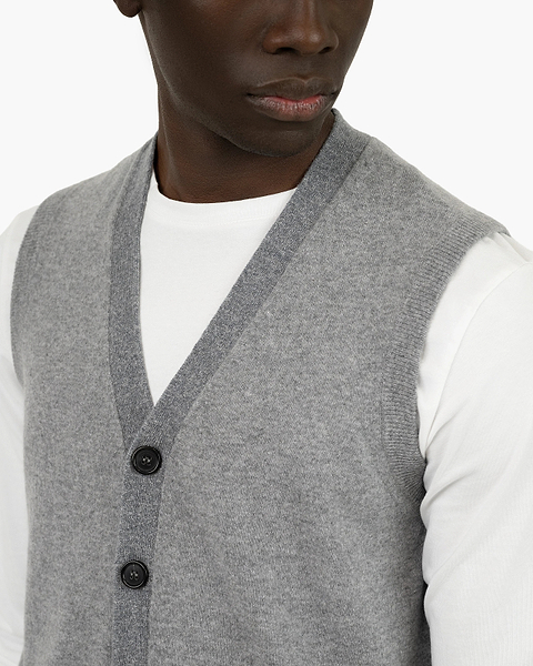 Men's Sevile Cardigan Vest - Grey Cashmere