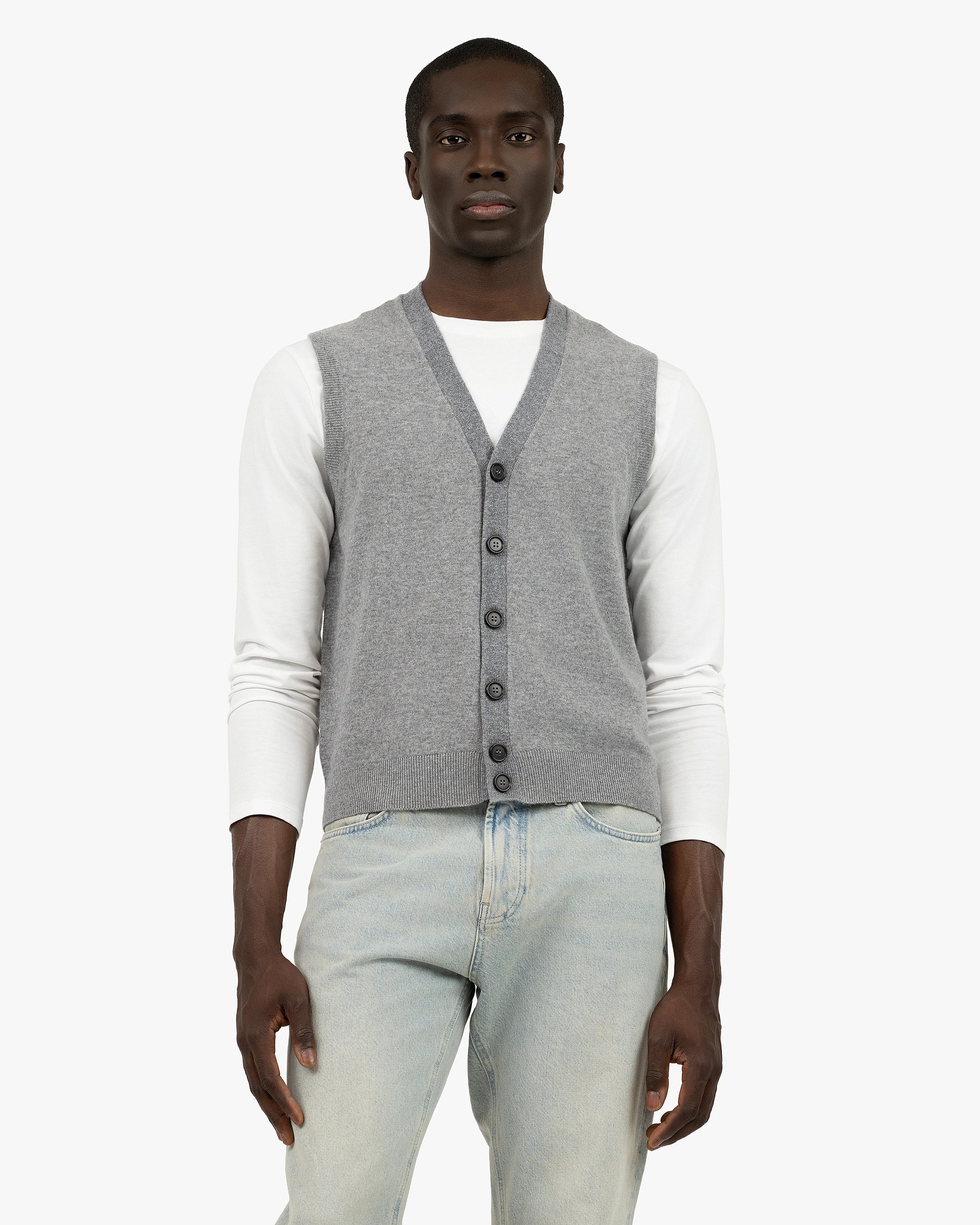 Men's Sevile Cardigan Vest - Grey Cashmere