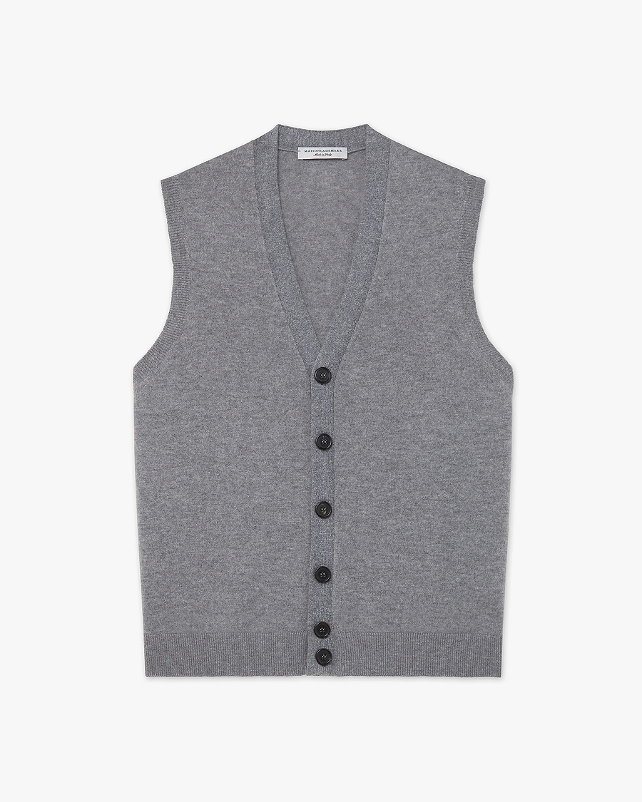 Men's Sevile Cardigan Vest - Grey Cashmere