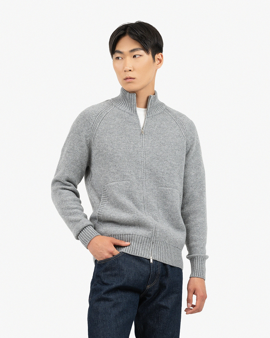 Men's Ampezzo Zip Cardigan - Medium Grey Cashmere