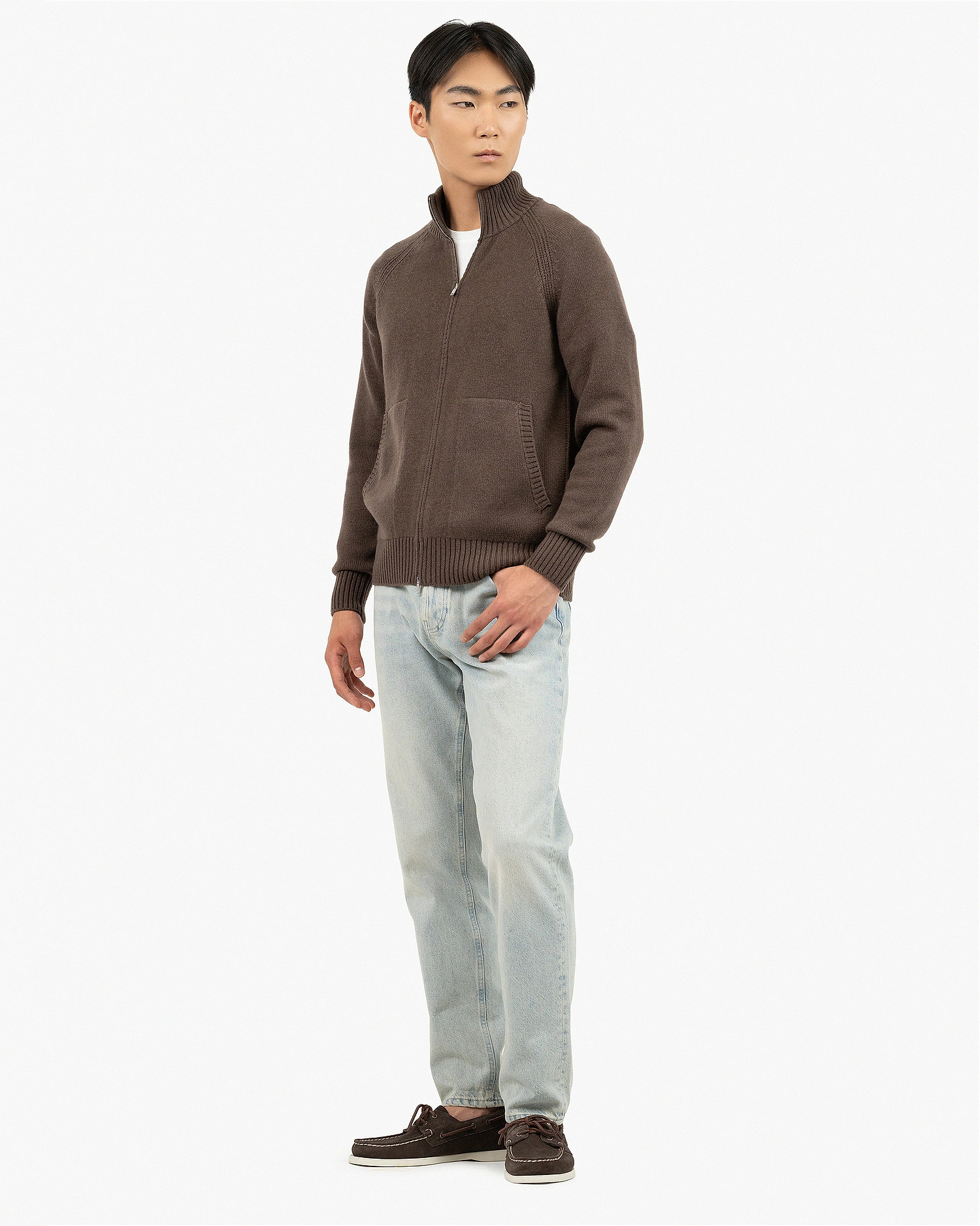 Men's Ampezzo Zip Cardigan - Brown Cashmere