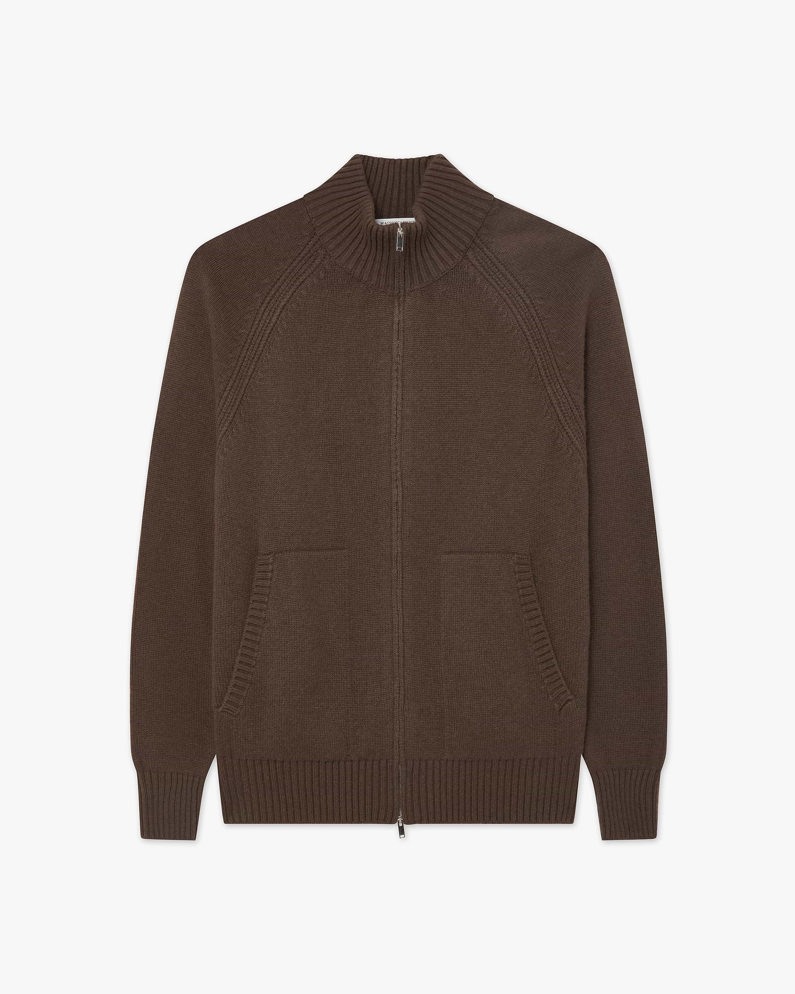 Men's Ampezzo Zip Cardigan - Brown Cashmere