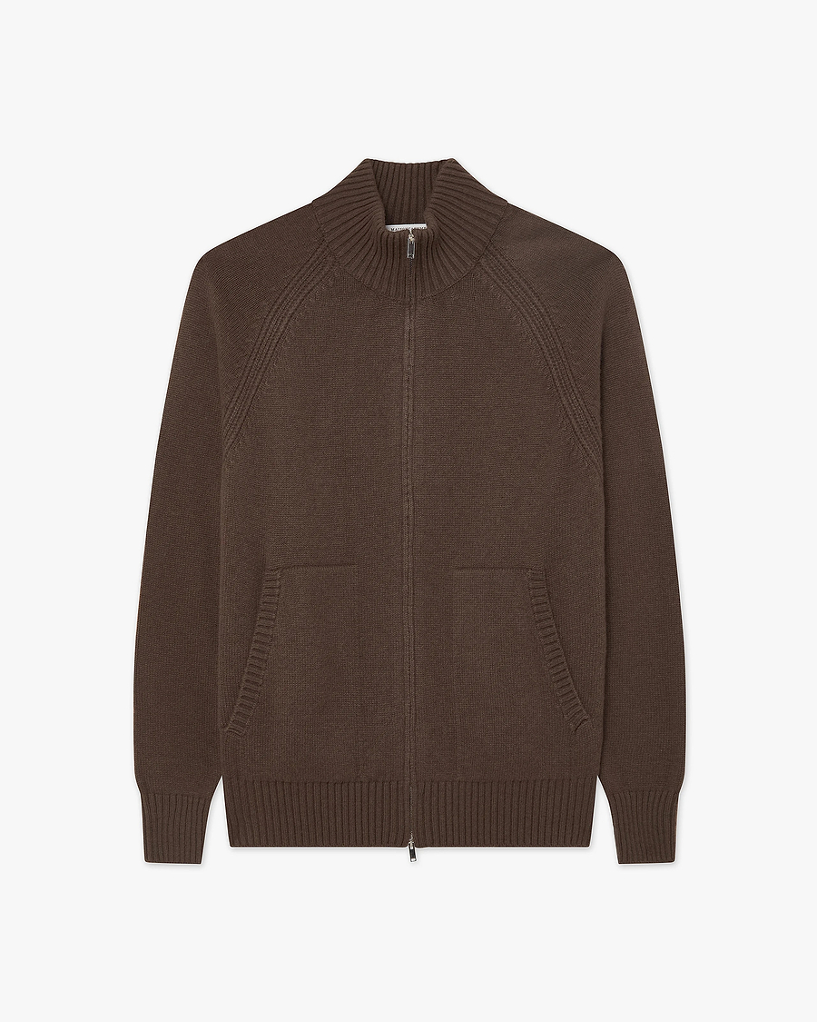 Men's Ampezzo Zip Cardigan - Brown Cashmere