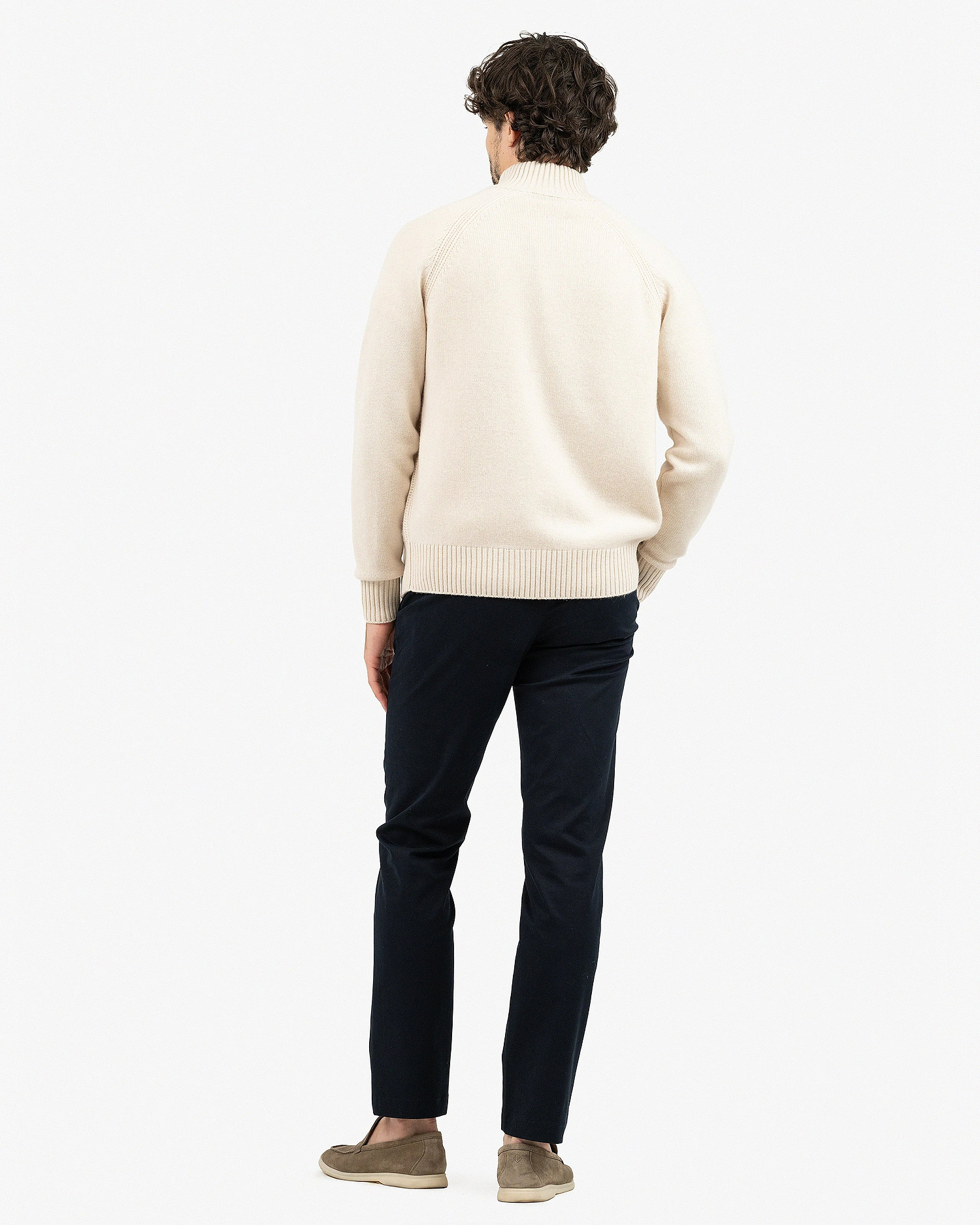 Men's Ampezzo Zip Cardigan - Light Beige Cashmere