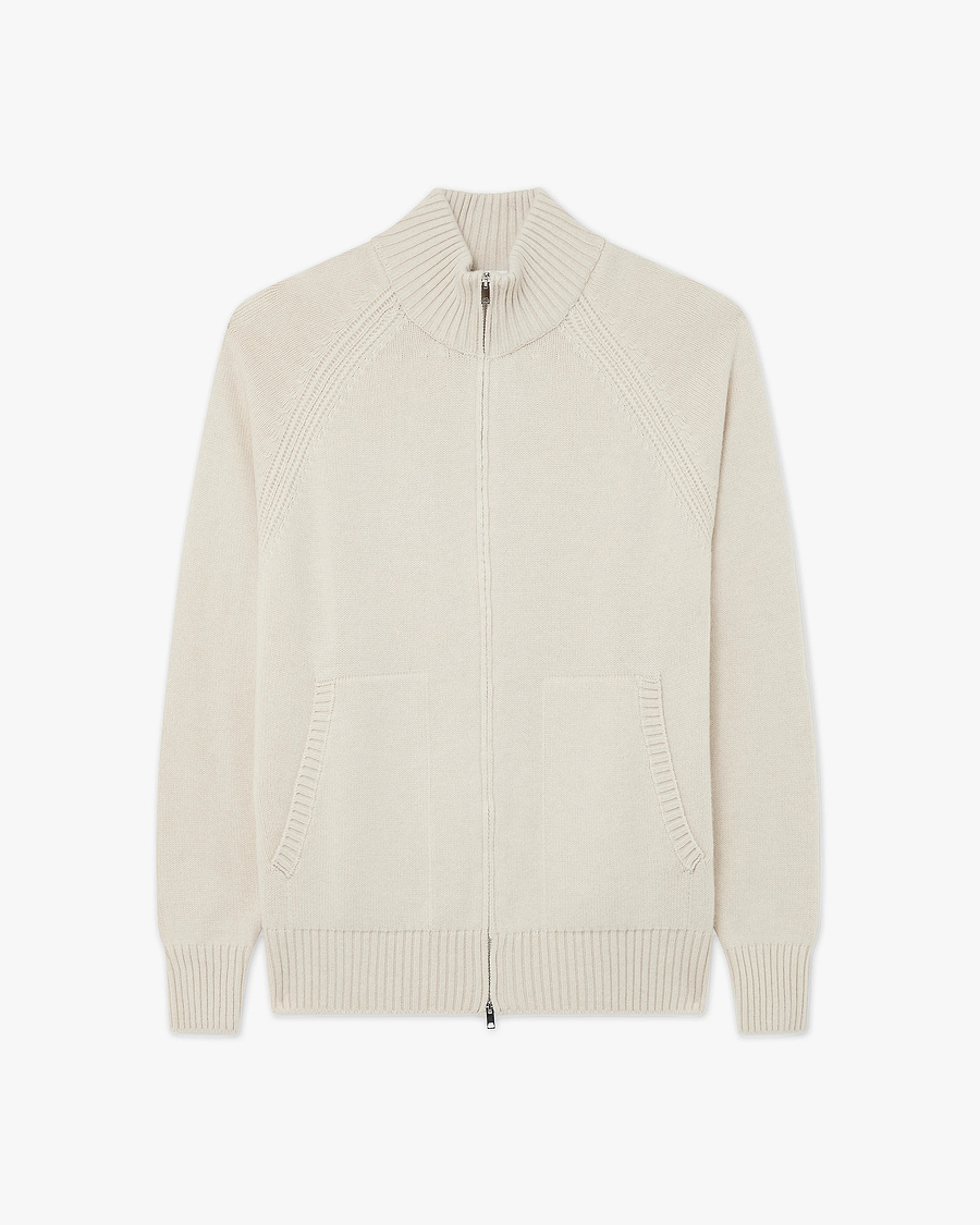 Men's Ampezzo Zip Cardigan - Light Beige Cashmere