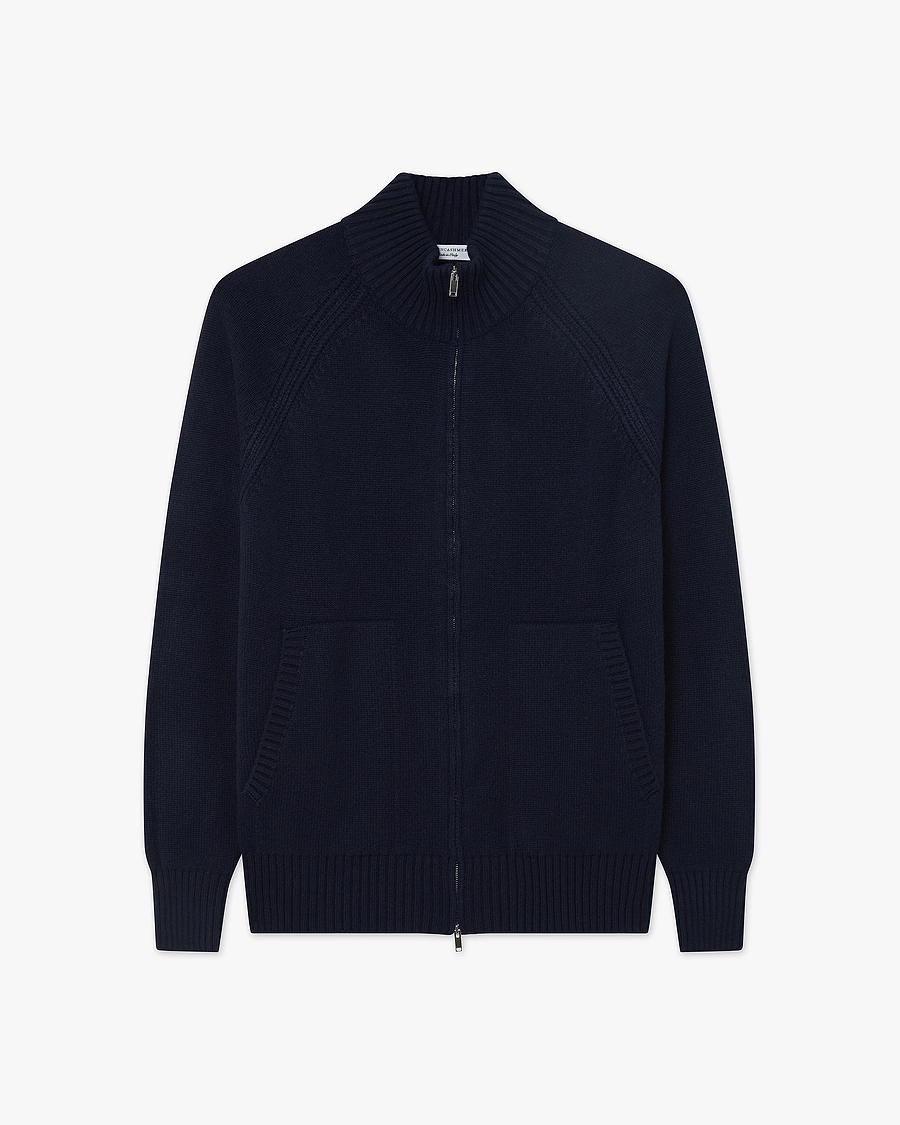 Men's Ampezzo Zip Cardigan - Night Blue Cashmere