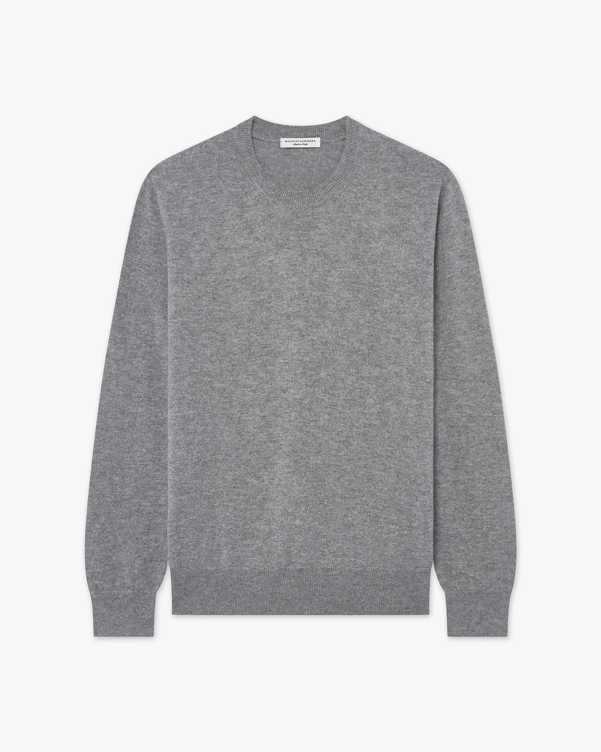 Men's Classic Crew Neck Sweater - Medium Grey Cashmere