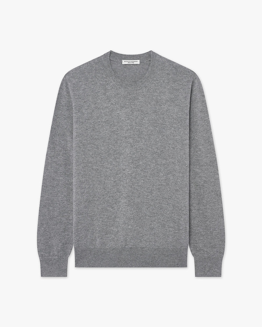 Men's Classic Crew Neck Sweater - Medium Grey Cashmere