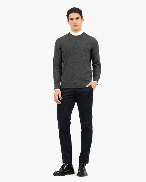 Men's Classic Crew Neck Sweater - Charcoal Cashmere