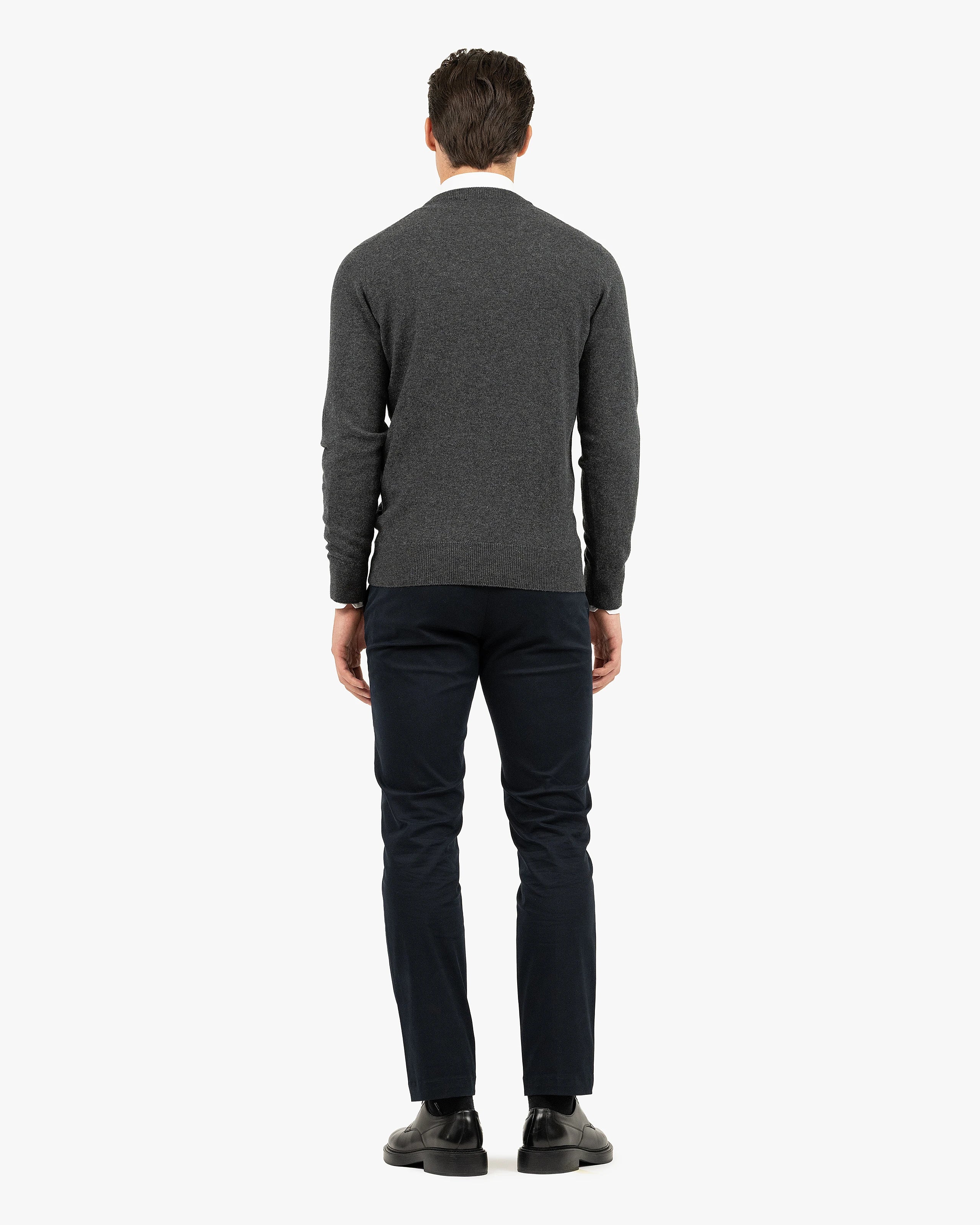 crew neck sweater with dress shirt Men's Classic Crew Neck Sweater - Charcoal - Cashmere