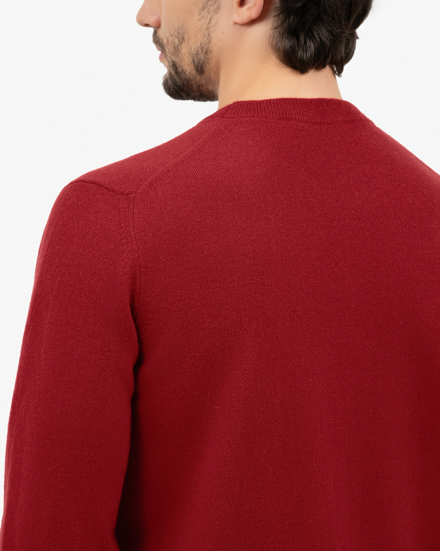 Men's Classic Crew Neck Sweater - Red Cashmere