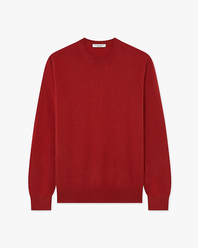 Men's Classic Crew Neck Sweater - Red Cashmere