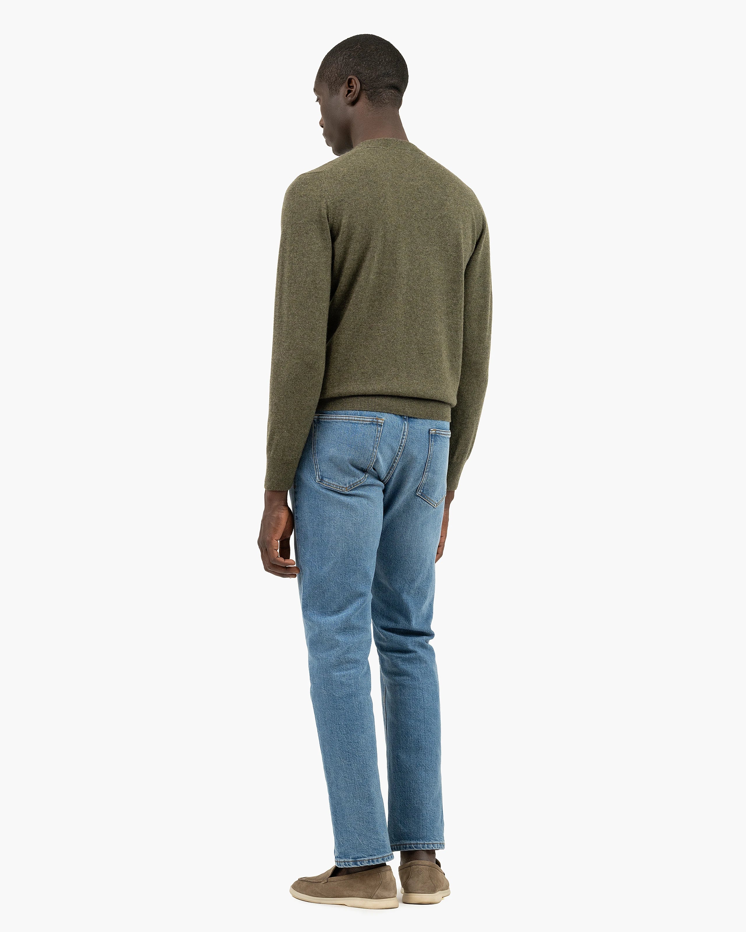 Men's Classic Crew Neck Sweater - Green Cashmere