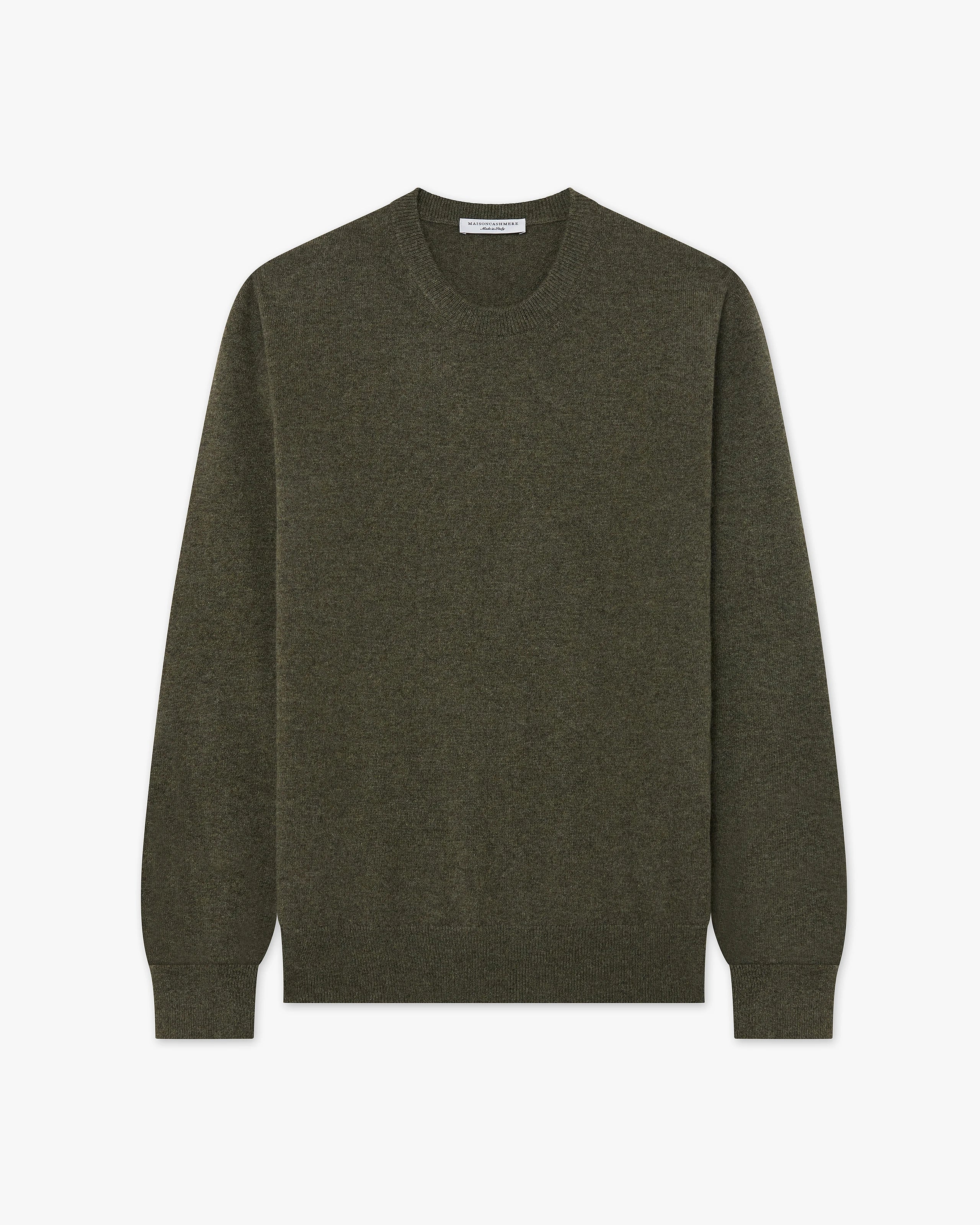 Men's Classic Crew Neck Sweater - Green Cashmere