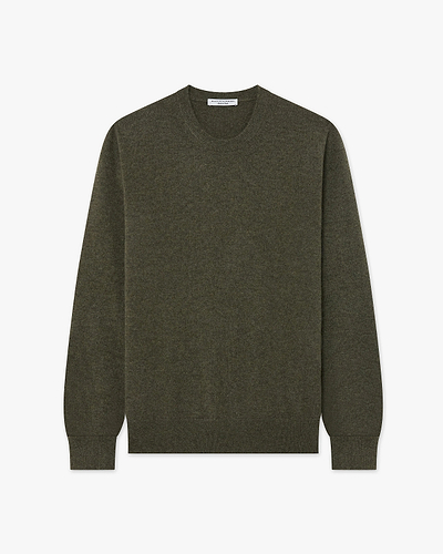 Men's Classic Crew Neck Sweater - Green Cashmere