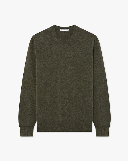 Men's Classic Crew Neck Sweater - Green Cashmere