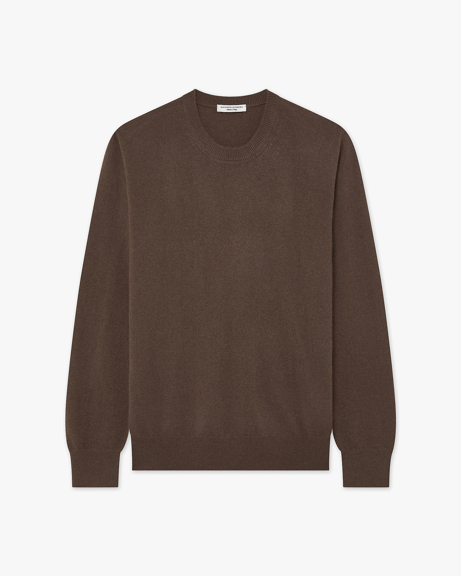Men's Classic Crew Neck Sweater - Brown Cashmere