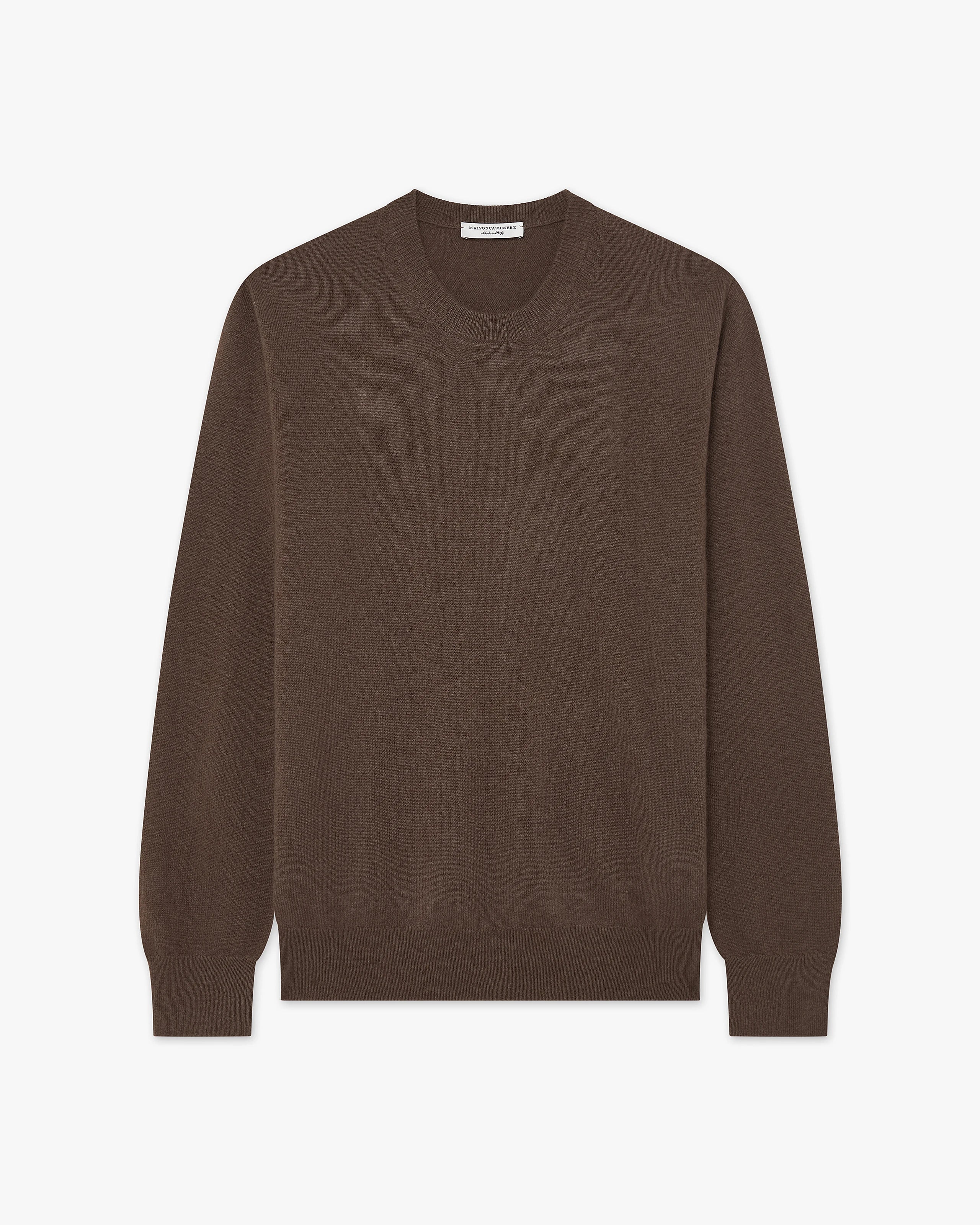 Men's Classic Crew Neck Sweater - Brown Cashmere