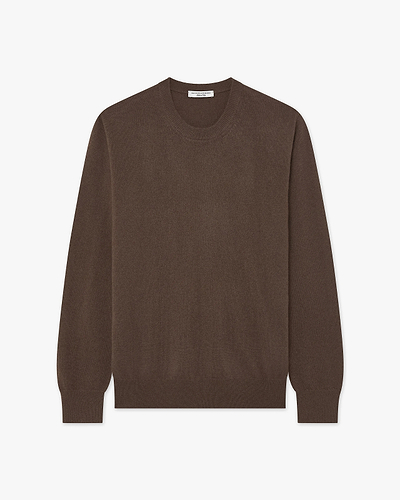 Men's Classic Crew Neck Sweater - Brown Cashmere