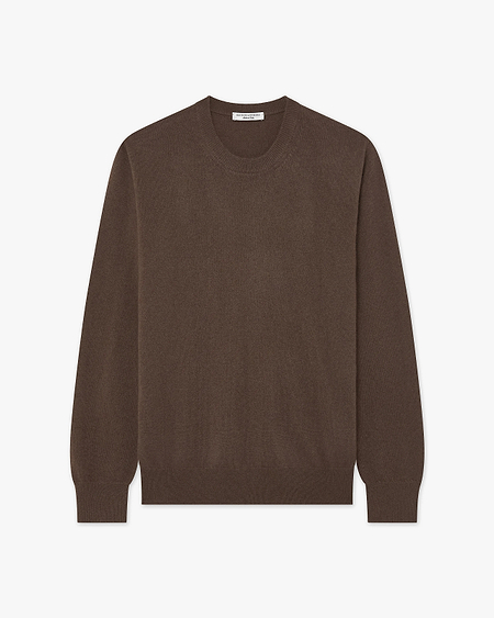 Men's Classic Crew Neck Sweater - Brown Cashmere