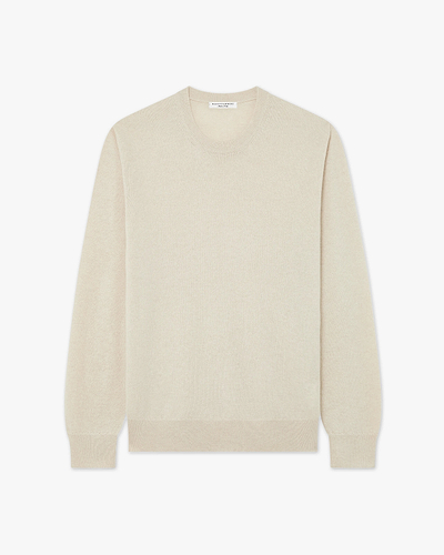 Men's Classic Crew Neck Sweater - Light Beige Cashmere