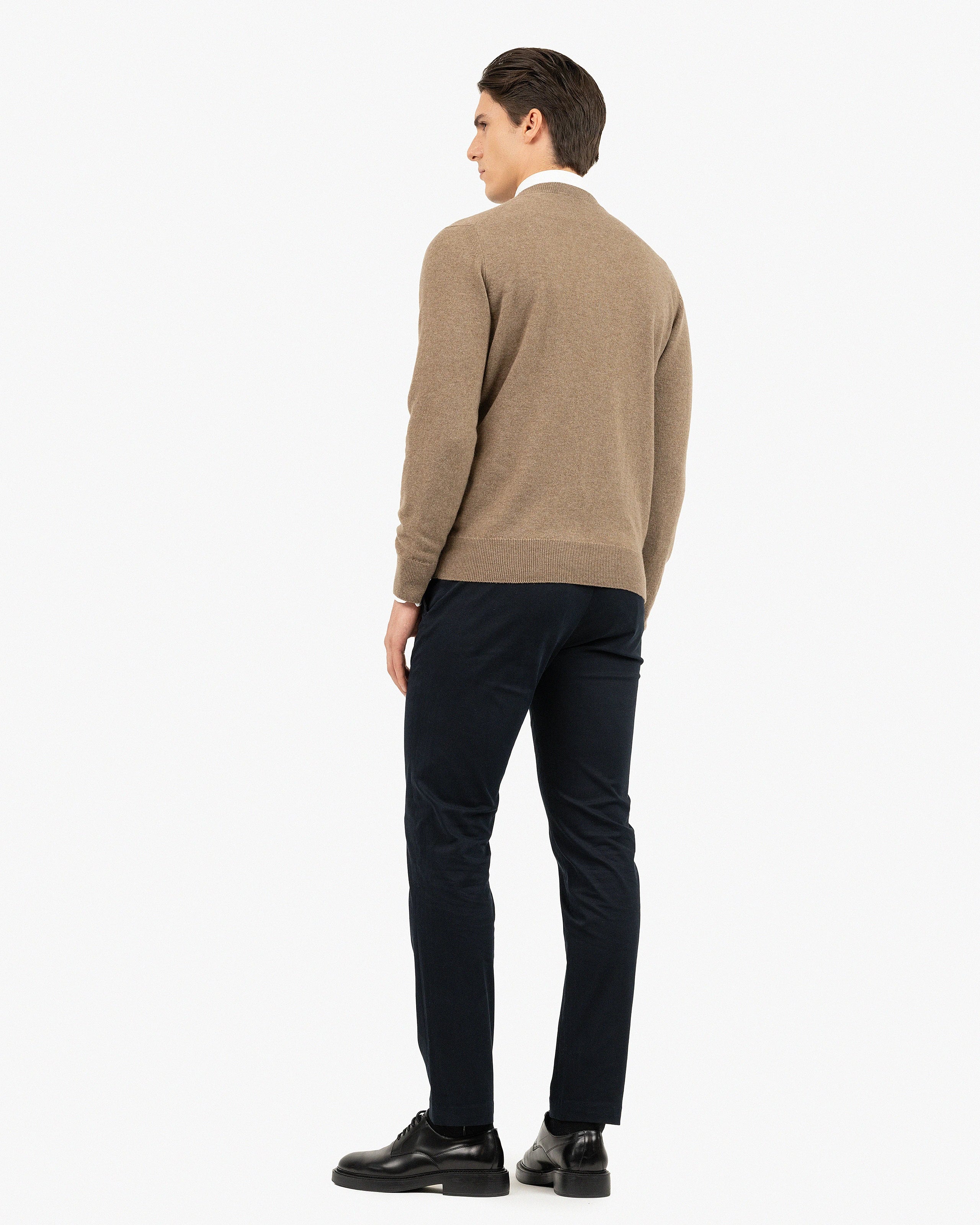 Men's Classic Crew Neck Sweater - Light Brown Cashmere