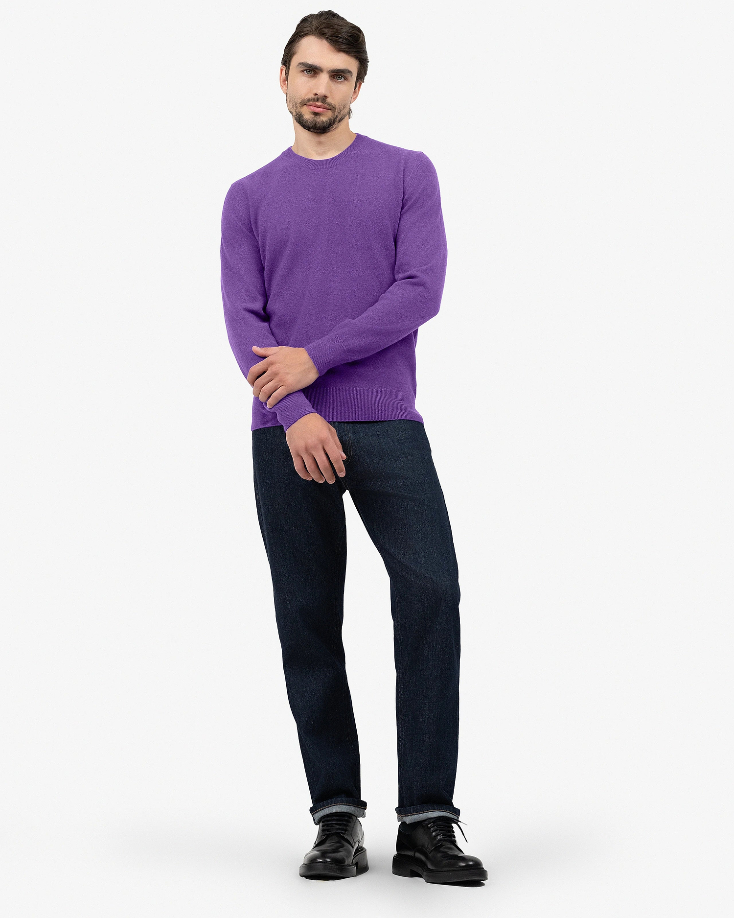 Men's Classic Crew Neck Sweater - Purple Cashmere
