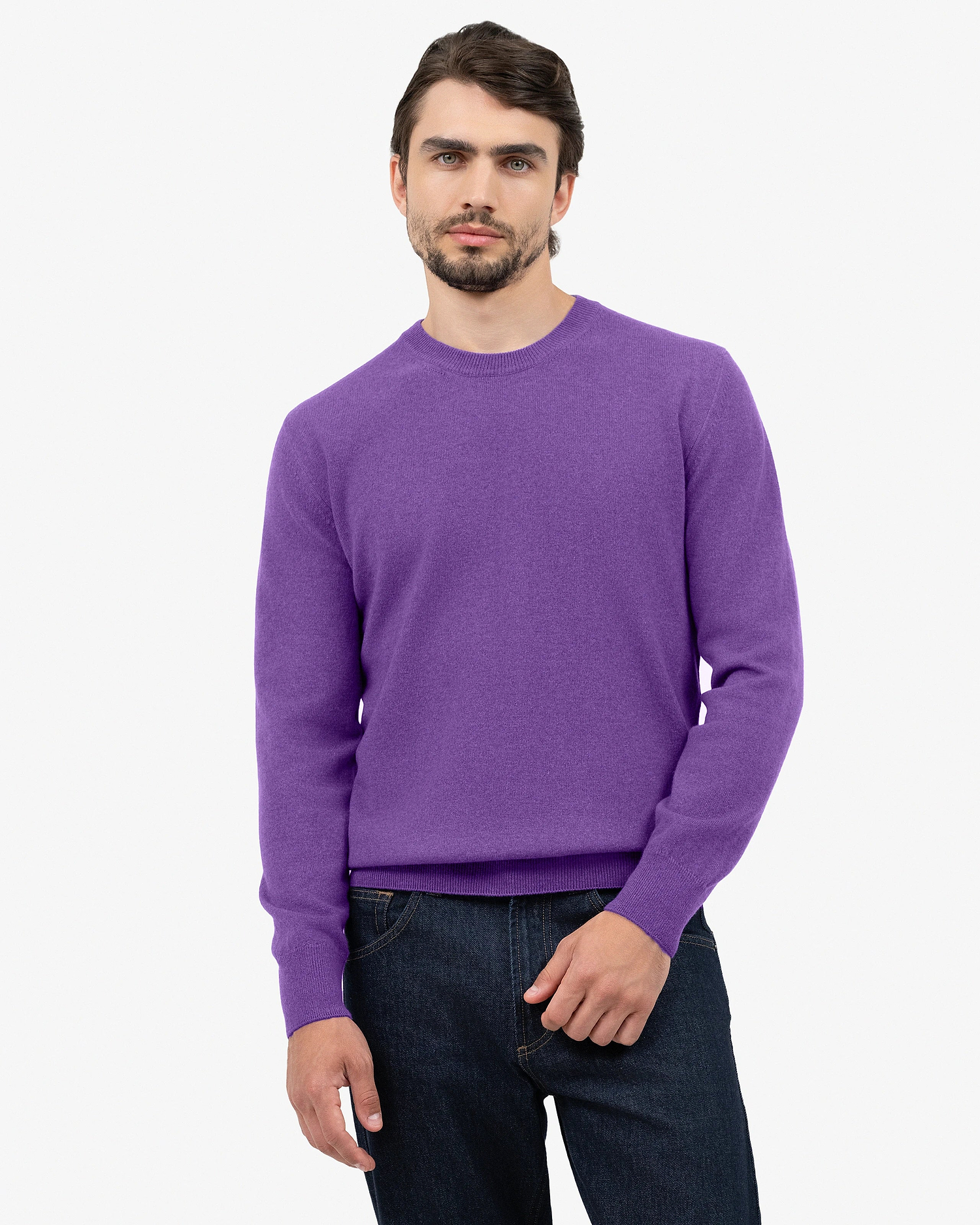 Men's Classic Crew Neck Sweater - Purple Cashmere