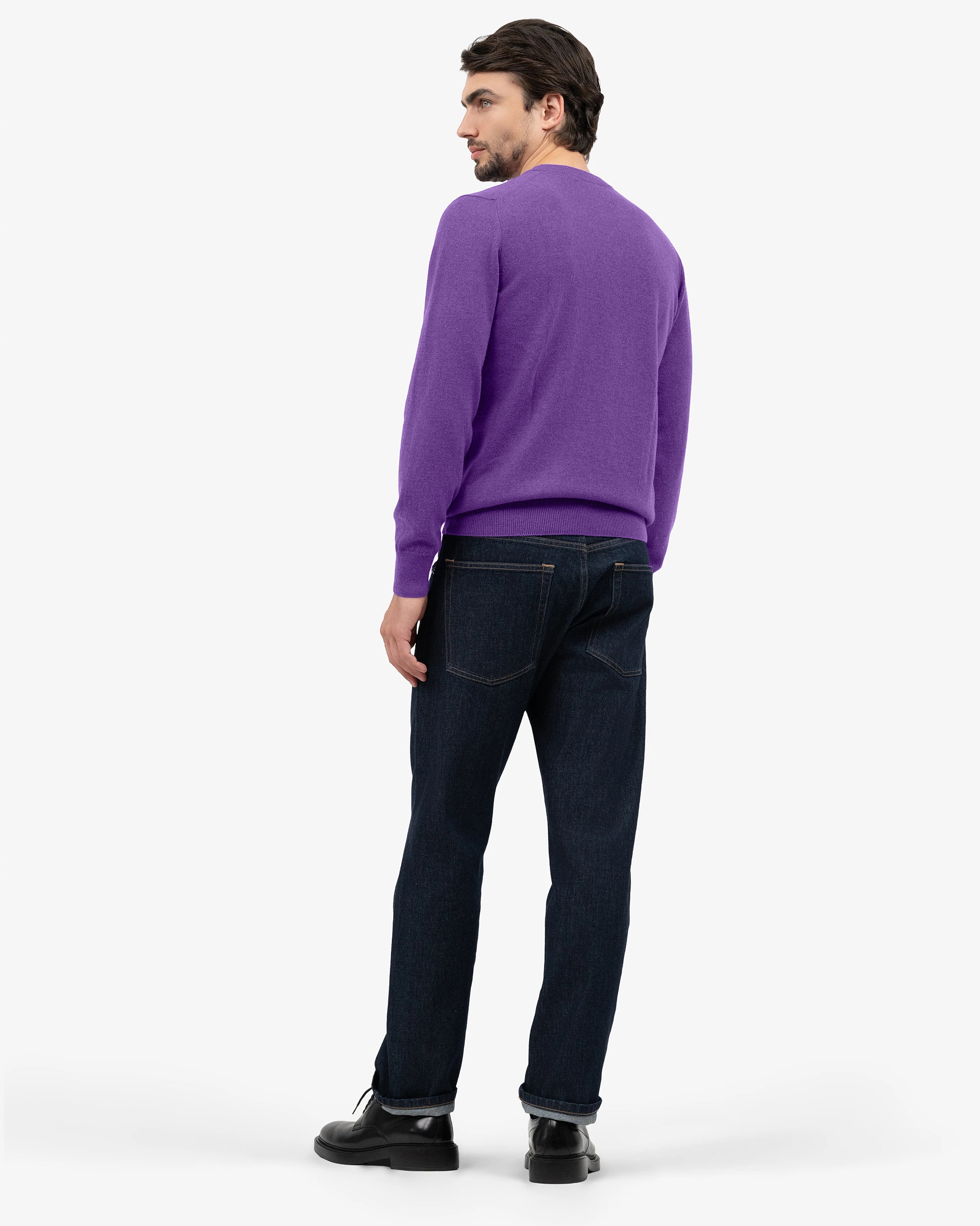 Men's Classic Crew Neck Sweater - Purple Cashmere