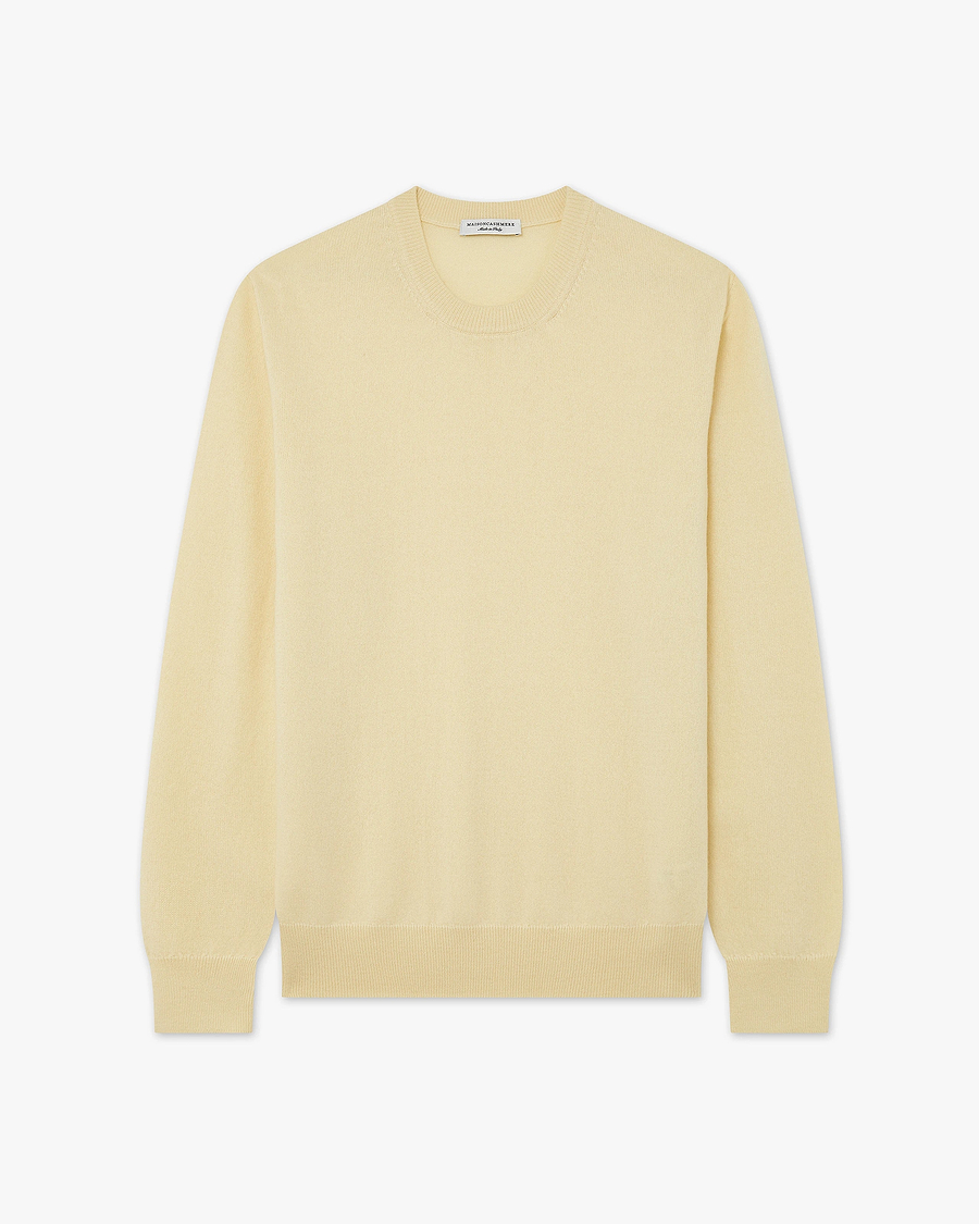 Men's Classic Crew Neck Sweater - Yellow Cashmere