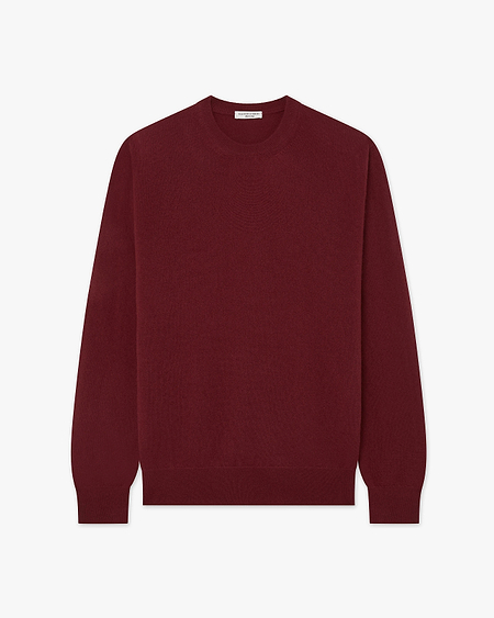 Men's Classic Crew Neck Sweater - Bordeaux Cashmere